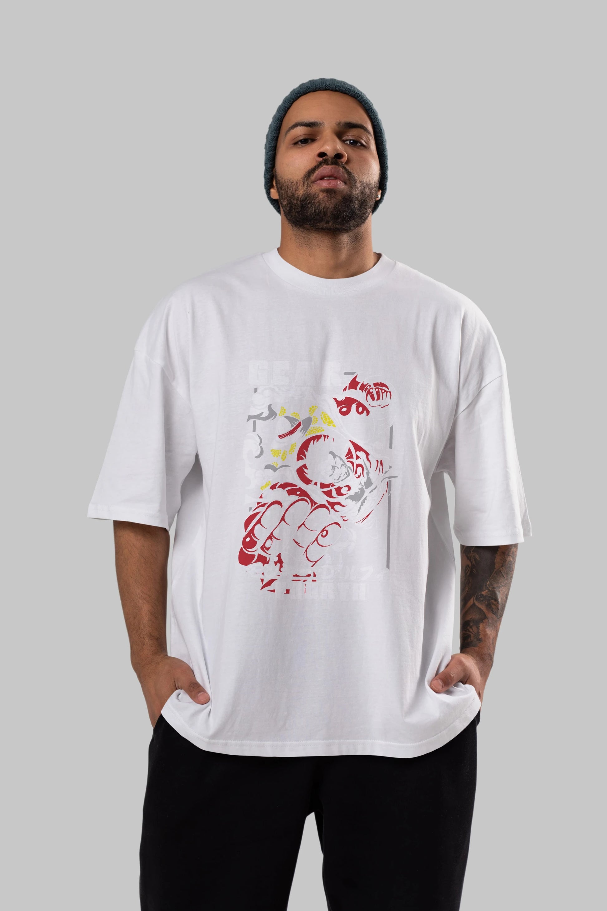 Luffy GEAR 4 Anime Ön Baskılı Oversize t-shirt Erkek Kadın Unisex