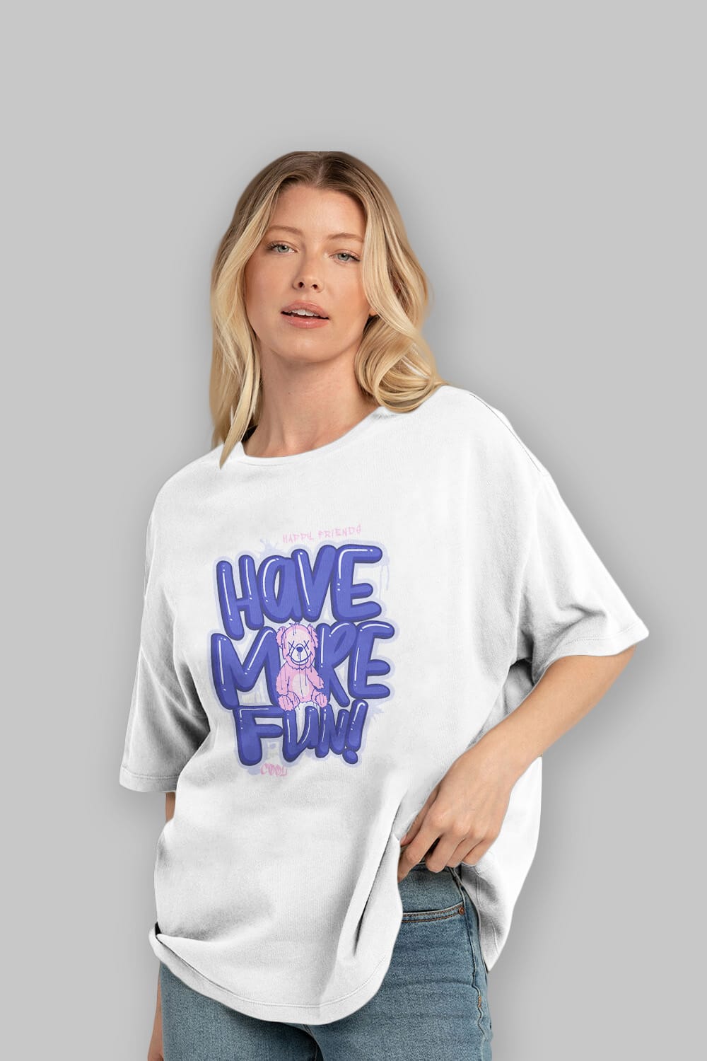 Have More Fun Bear Ön Baskılı Oversize t-shirt Erkek Kadın Unisex