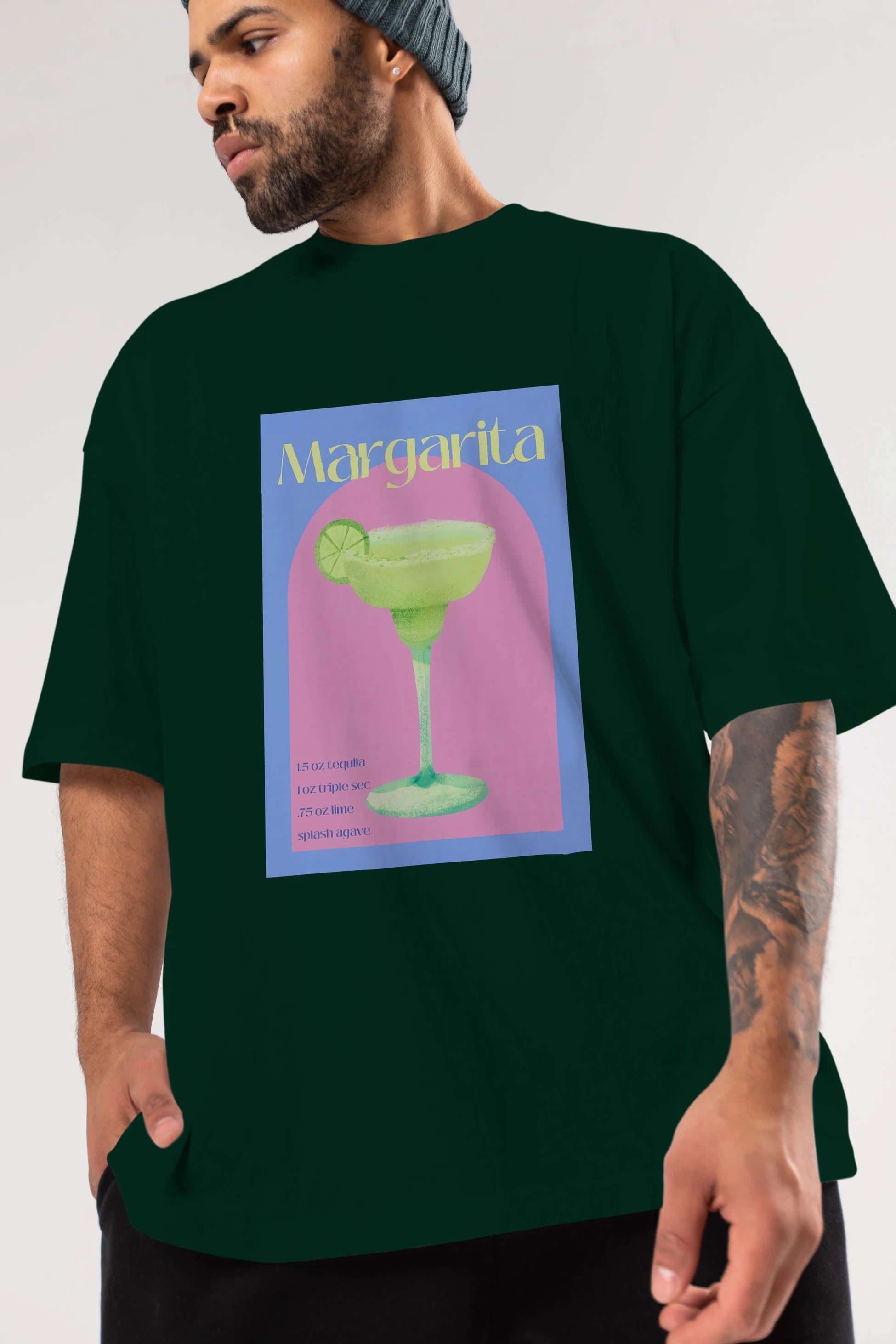 Margarita 6 Ön Baskılı Oversize t-shirt Erkek Kadın Unisex %100 Pamuk Bisiklet Yaka tişort