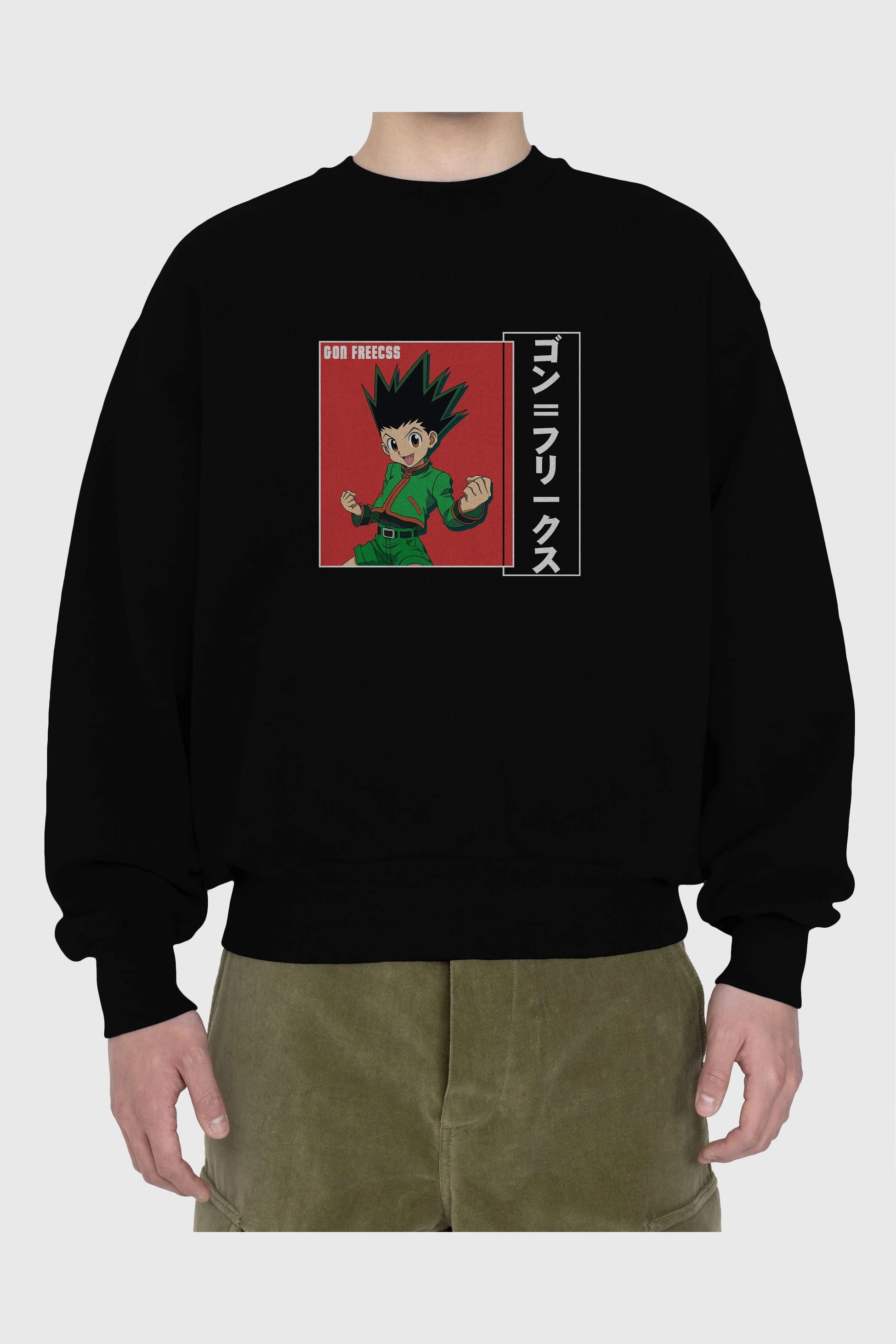 Gon Freecss HUNTER X HUNTER 5 Anime Ön Baskılı Oversize Sweatshirt Erkek Kadın Unisex