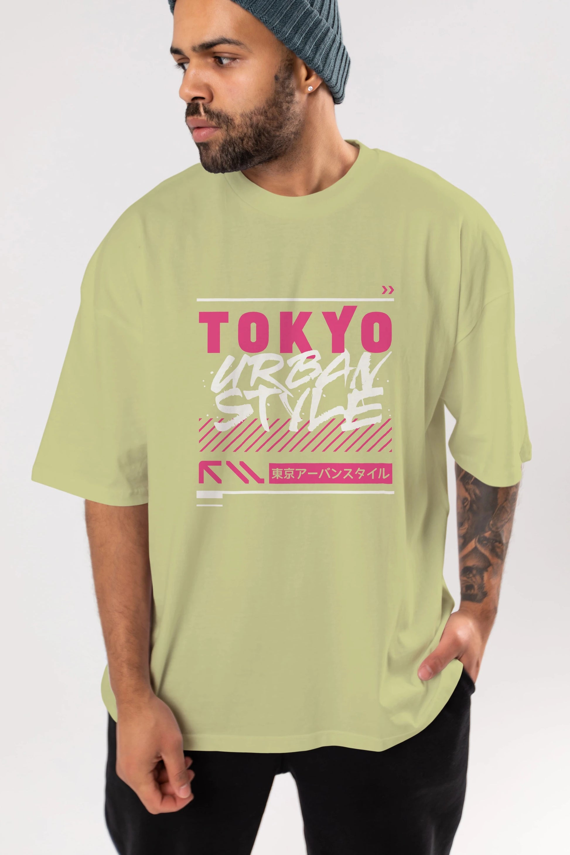 Tokyo Urban Style Ön Baskılı Oversize t-shirt Erkek Kadın Unisex