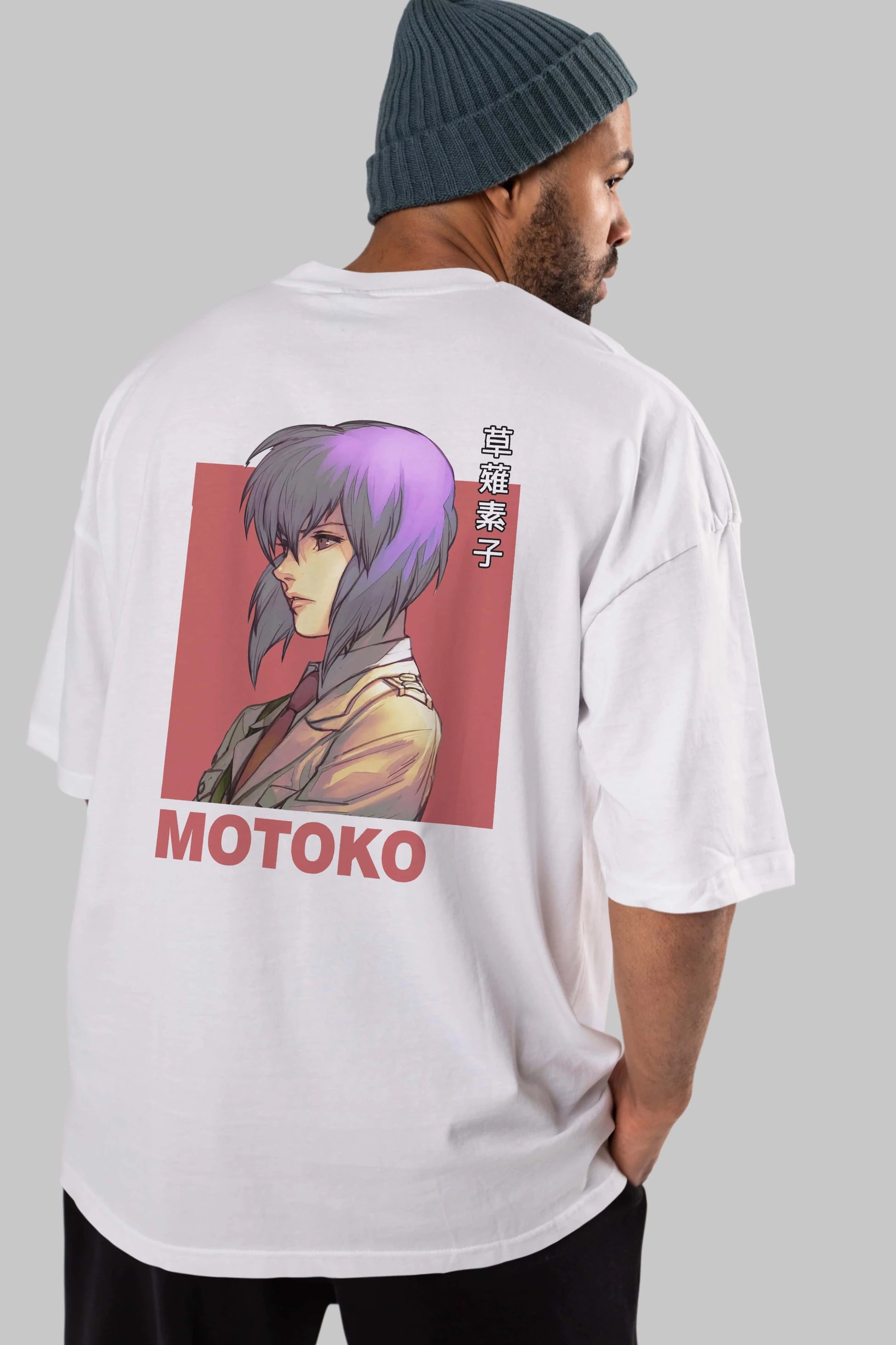 Motoko Kusanagi 12 Anime Arka Baskılı Oversize t-shirt Erkek Kadın Unisex