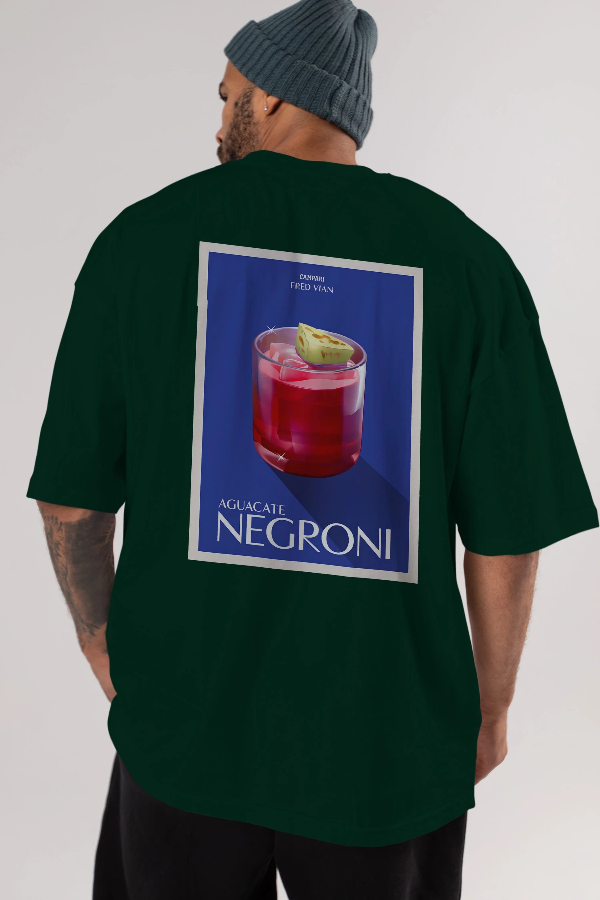 Aguacate Negroni Arka Baskılı Oversize t-shirt Erkek Kadın Unisex %100 Pamuk Bisiklet Yaka tişort