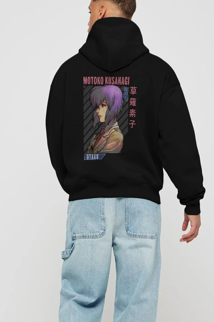 Motoko Kusanagi 4 Anime Arka Baskılı Hoodie Oversize Kapüşonlu Sweatshirt Erkek Kadın Unisex