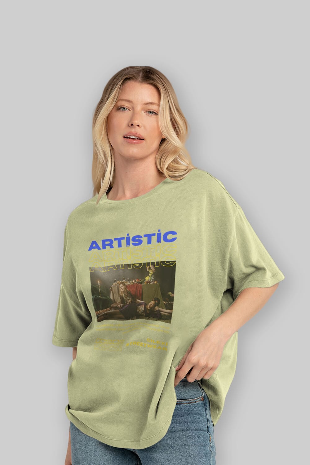 Artistic Yazılı Streetwear Ön Baskılı Oversize t-shirt Erkek Kadın Unisex