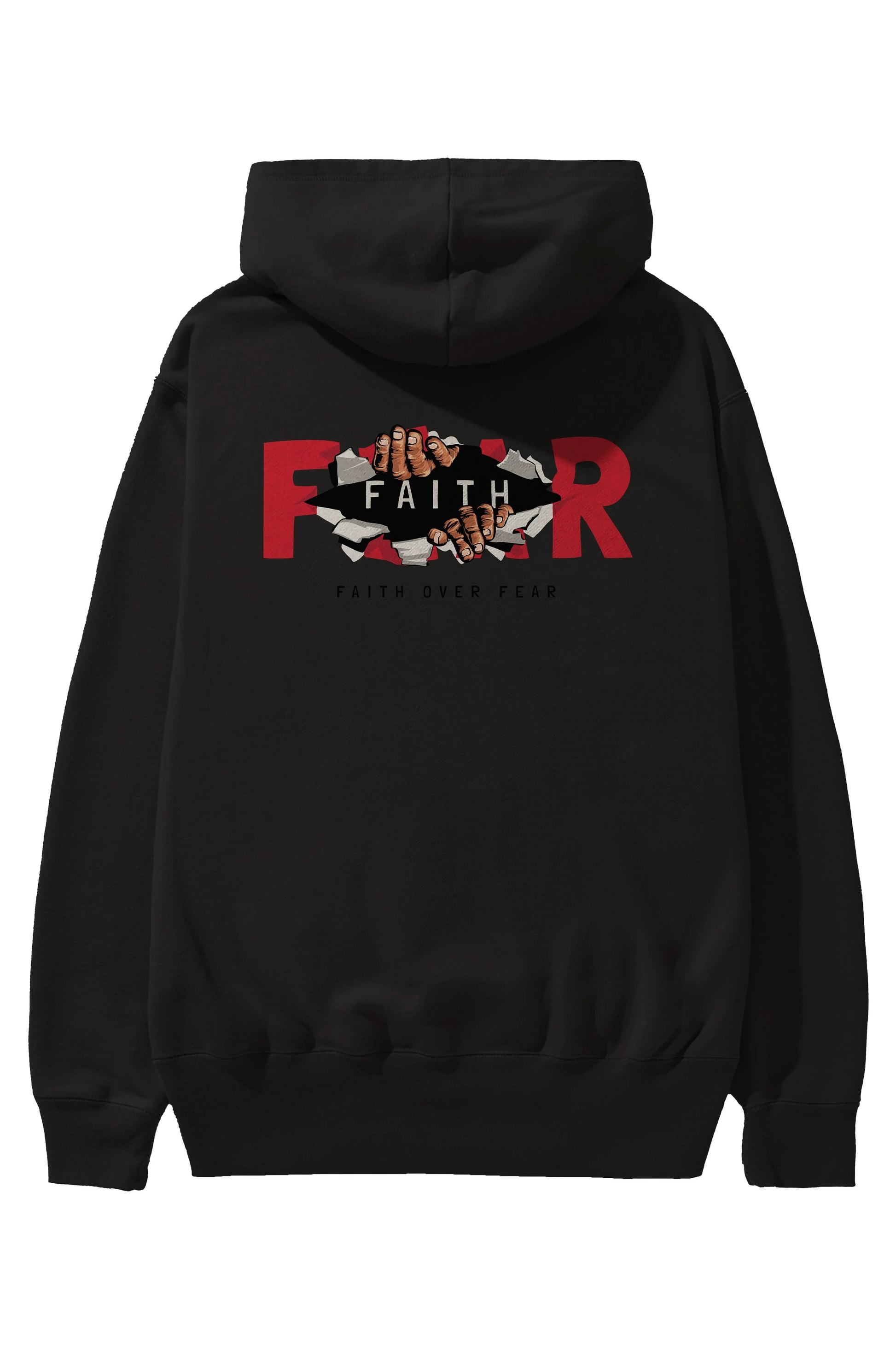 Faith Over Fear Arka Baskılı Hoodie Oversize Kapüşonlu Sweatshirt Erkek Kadın Unisex