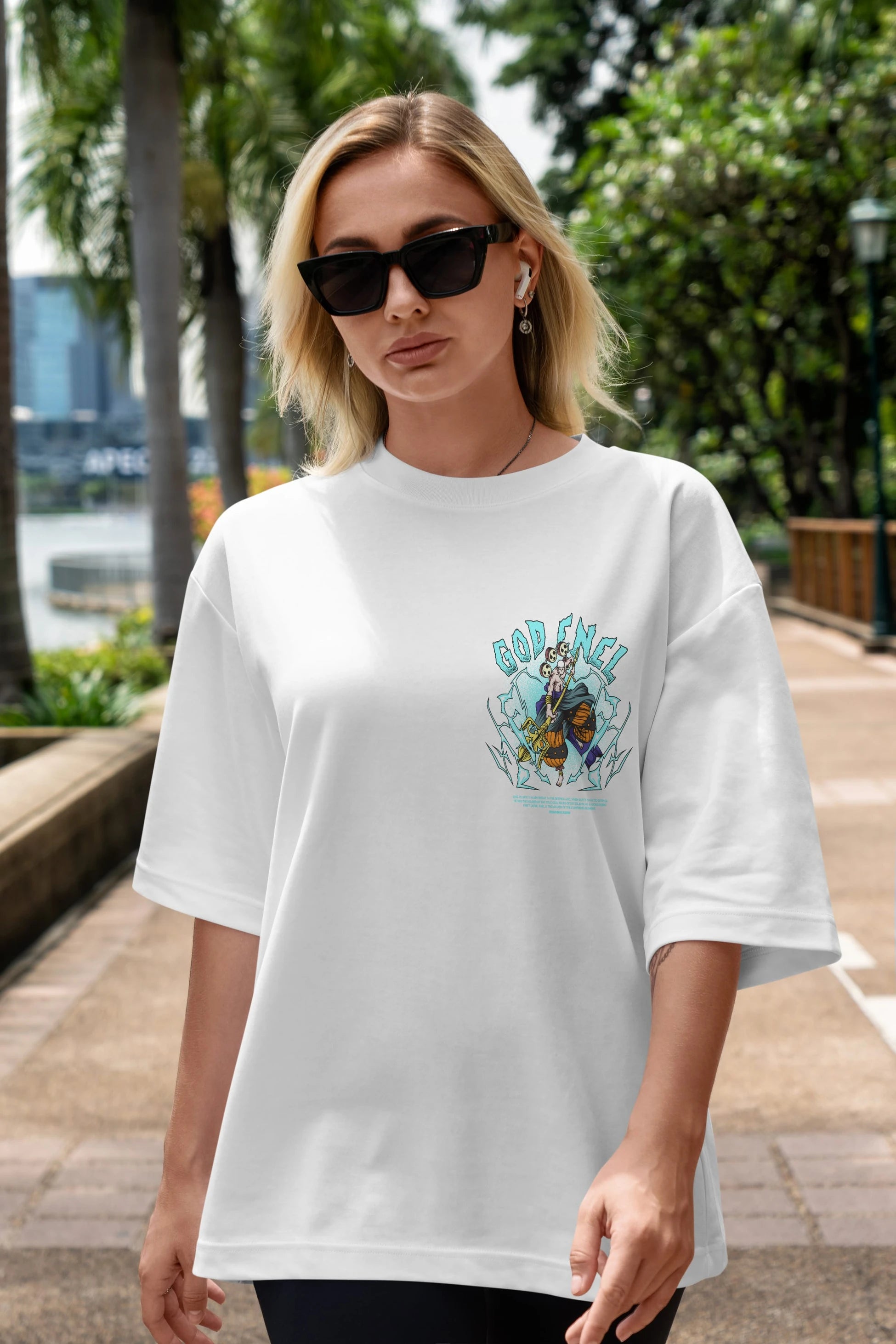 Eneru Ön Sol Baskılı Oversize t-shirt Erkek Kadın Unisex %100 Pamuk Bisiklet Yaka tişort