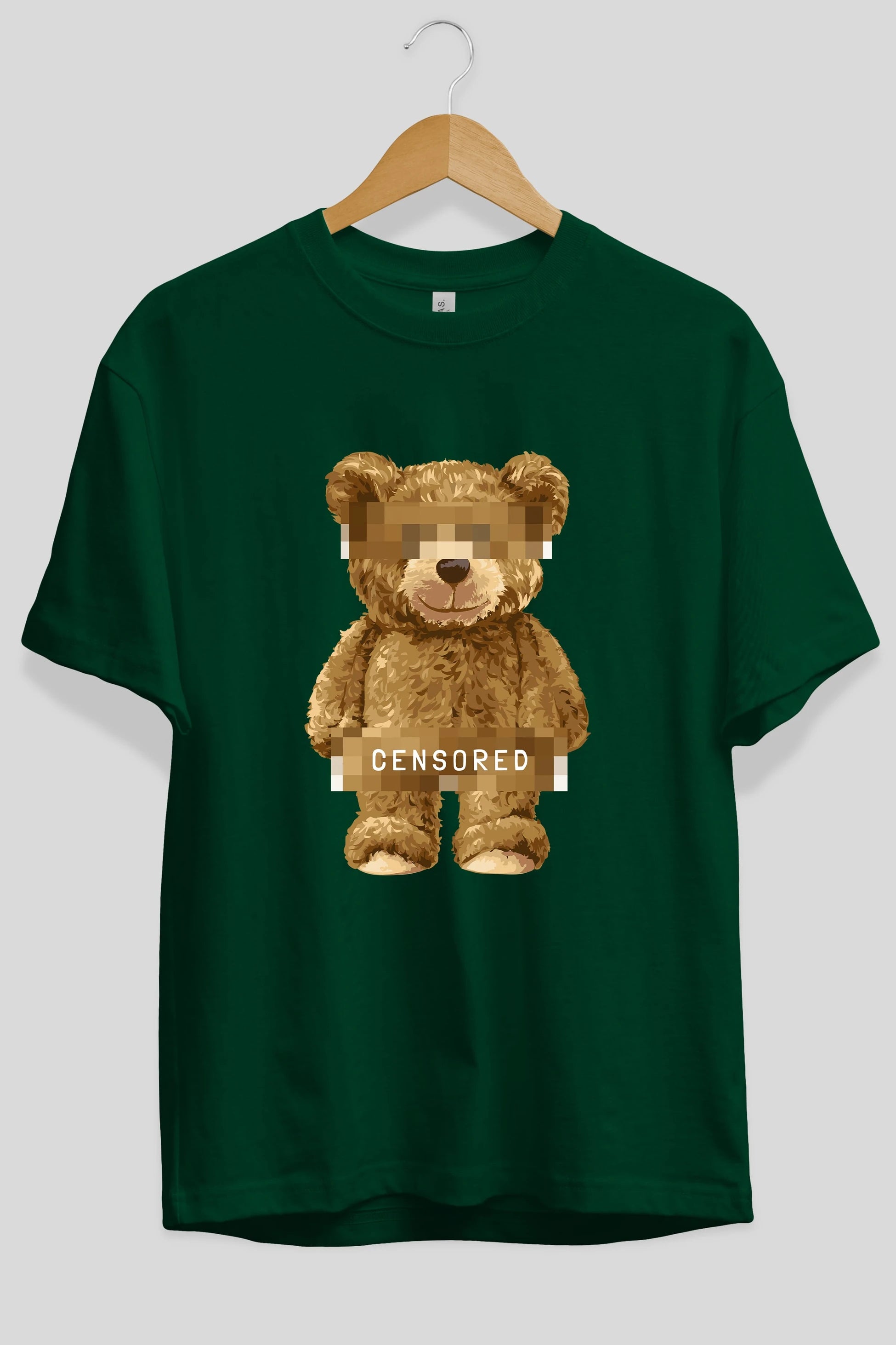 Teddy Bear Censored Ön Baskılı Oversize t-shirt Erkek Kadın Unisex %100 Pamuk