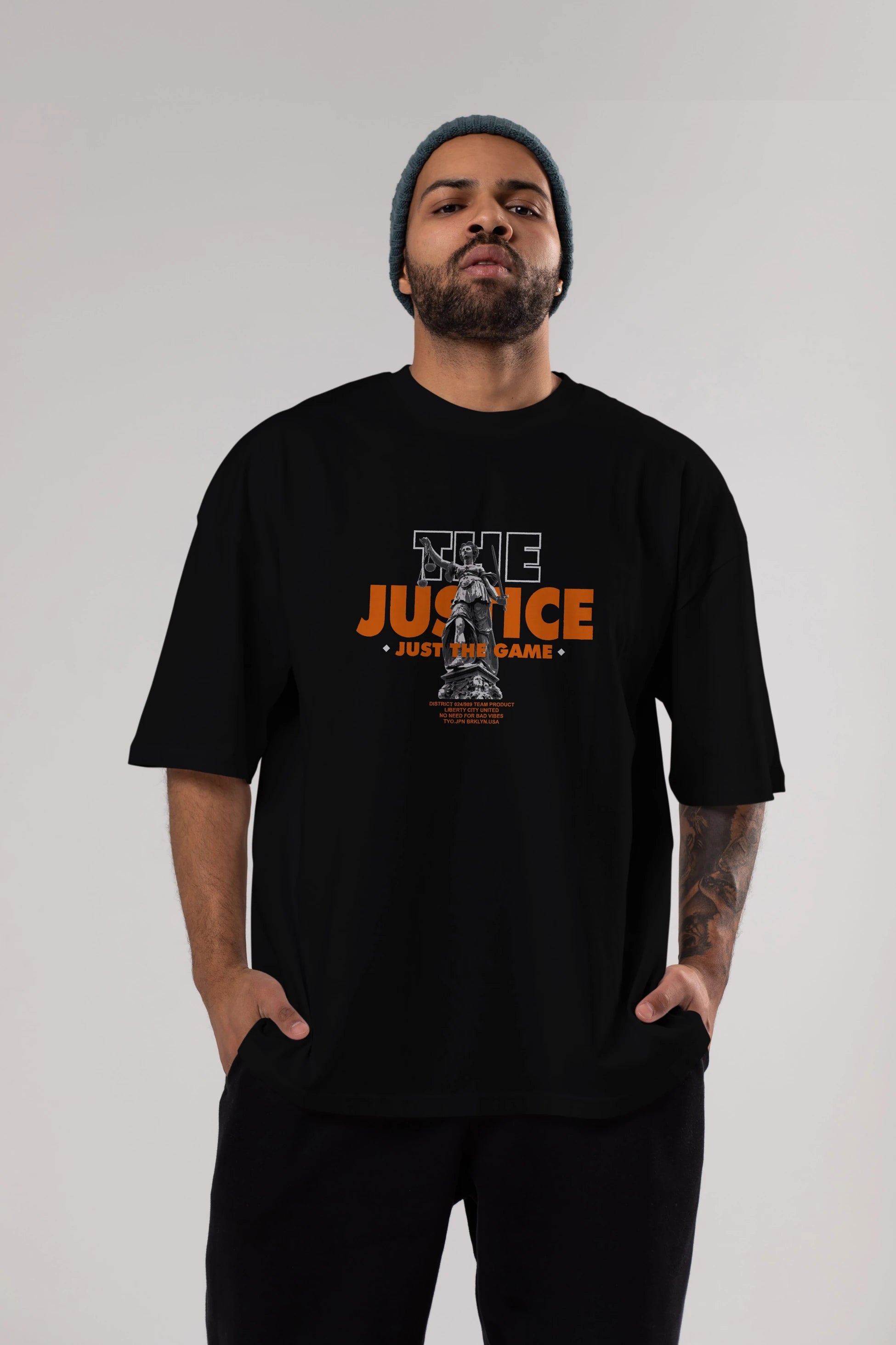 The Justice Ön Baskılı Oversize t-shirt Erkek Kadın Unisex