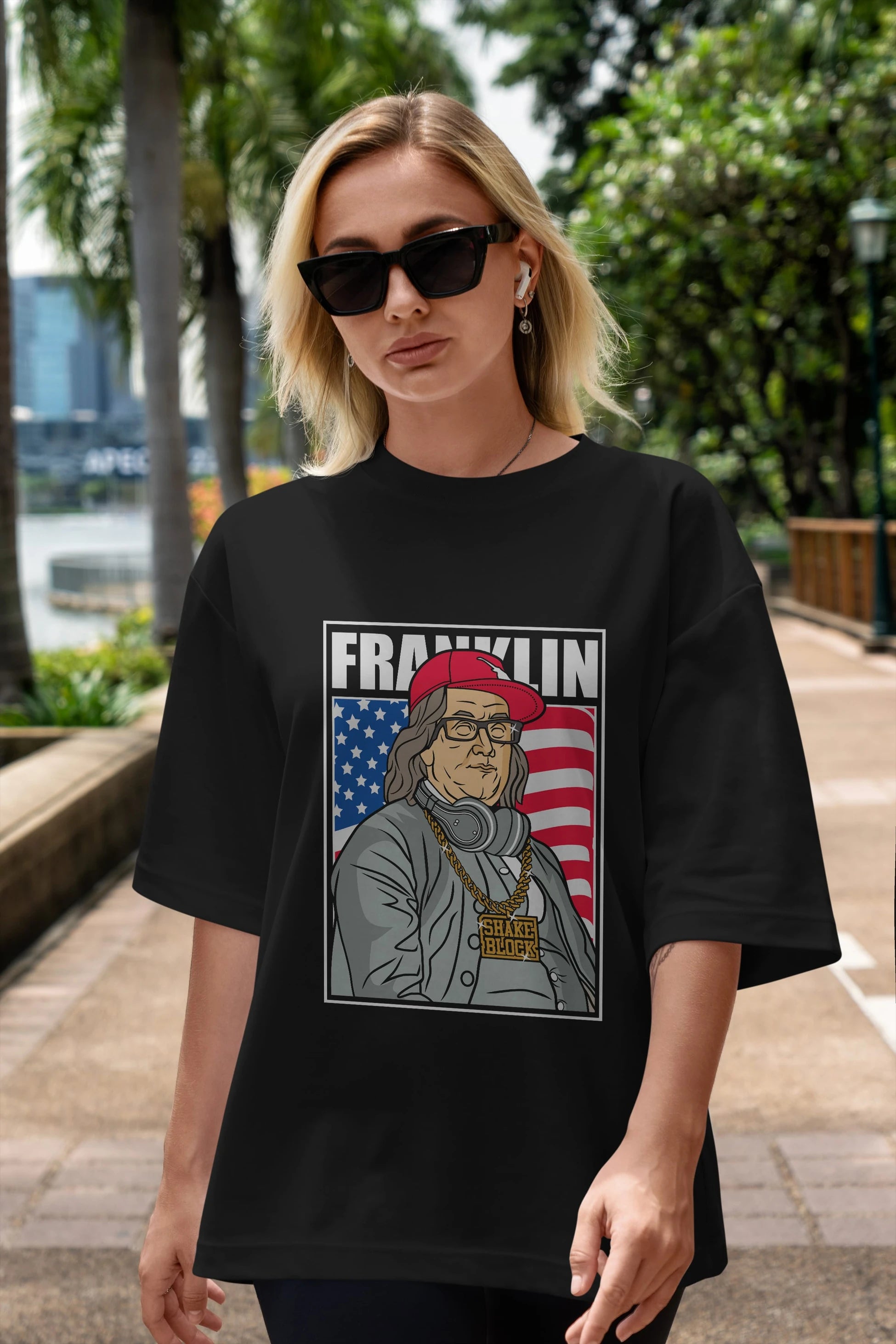 Franklin Rapper Ön Baskılı Oversize t-shirt Erkek Kadın Unisex %100 Pamuk tişort