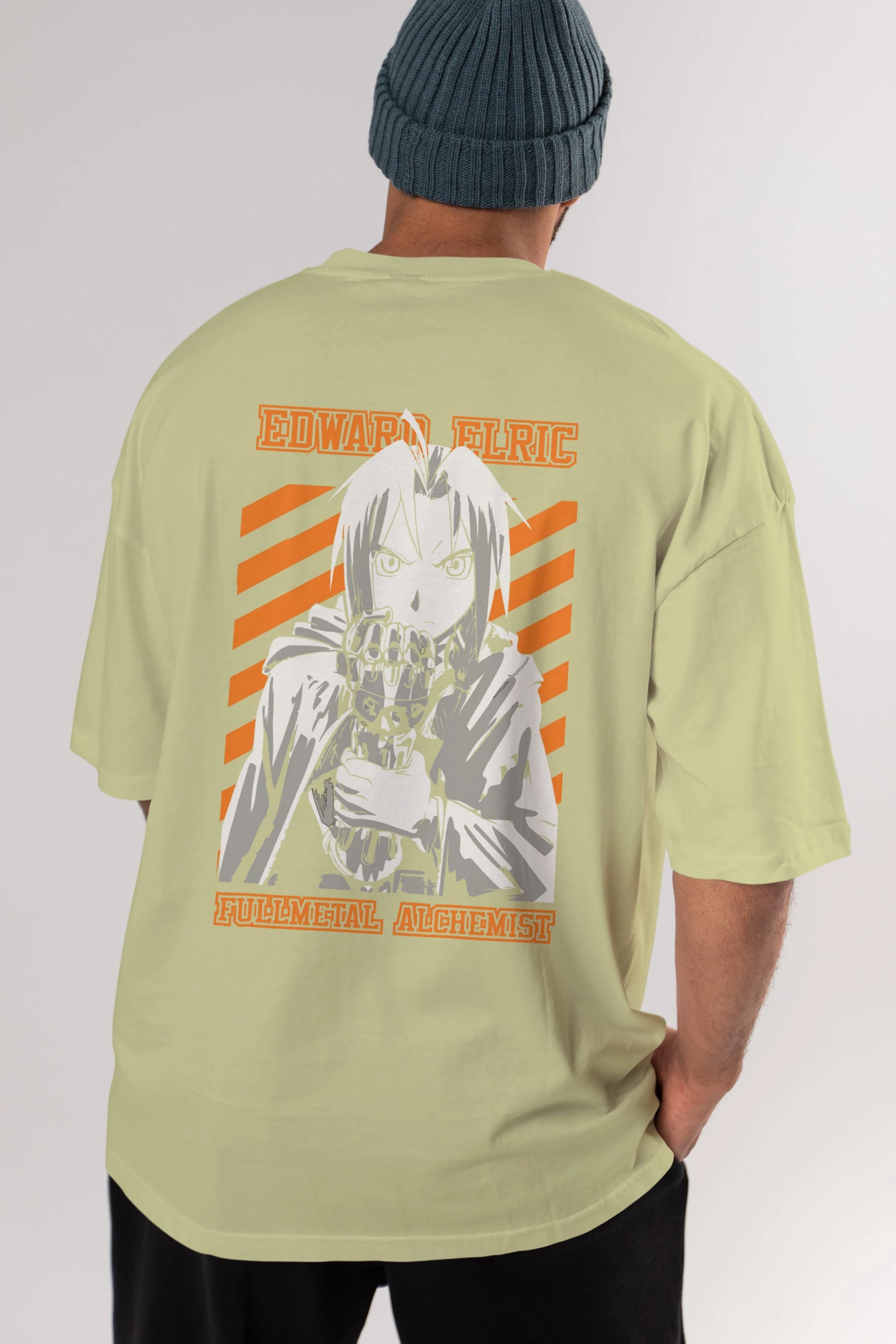 EDWARD ELRIC Anime Arka Baskılı Oversize t-shirt Erkek Kadın Unisex