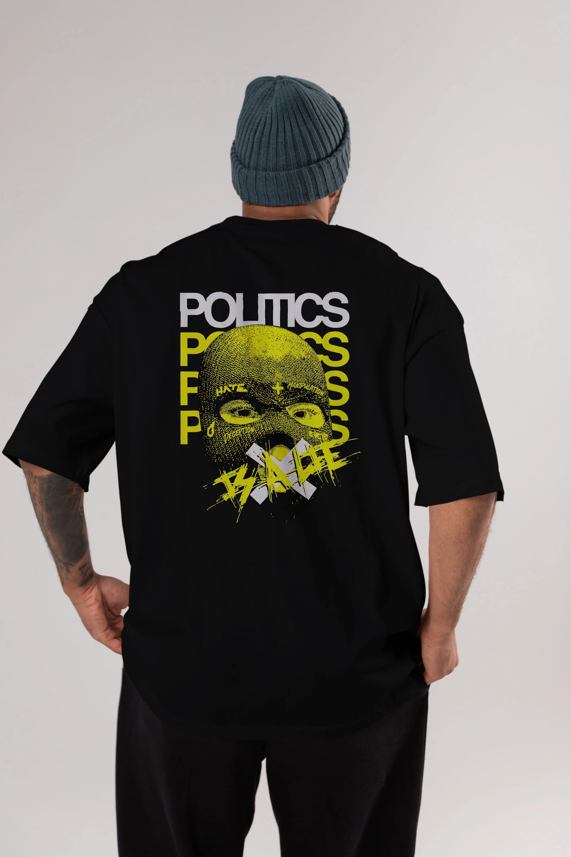 Politics is a Lie Arka Baskılı Oversize t-shirt Erkek Kadın Unisex