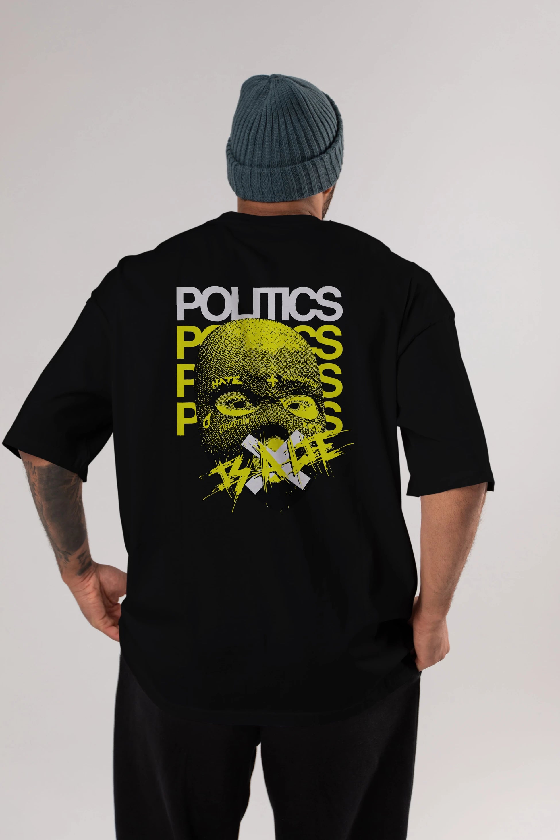Politics is a Lie Arka Baskılı Oversize t-shirt Erkek Kadın Unisex