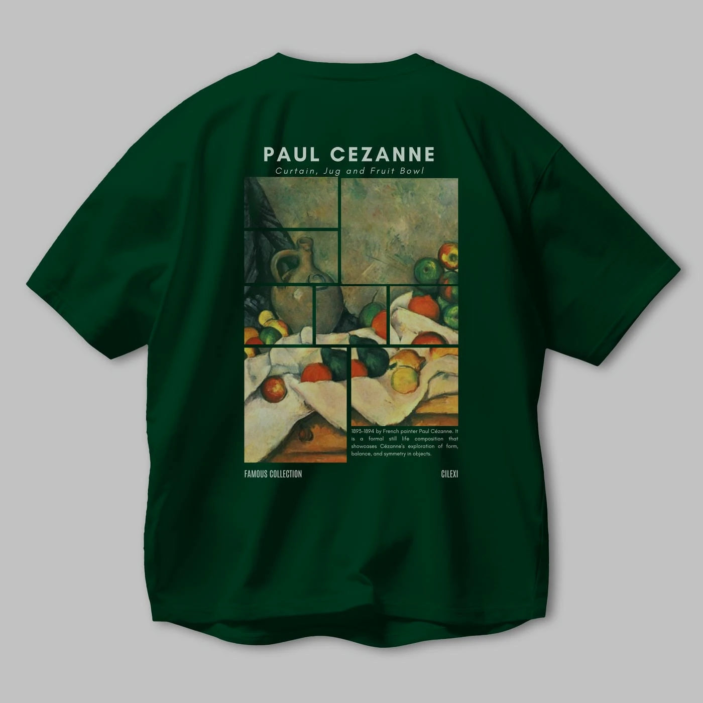 Paul Cezanne Curtain Arka Baskılı Oversize t-shirt Erkek Kadın Bisiklet Yaka Pamuk tişort