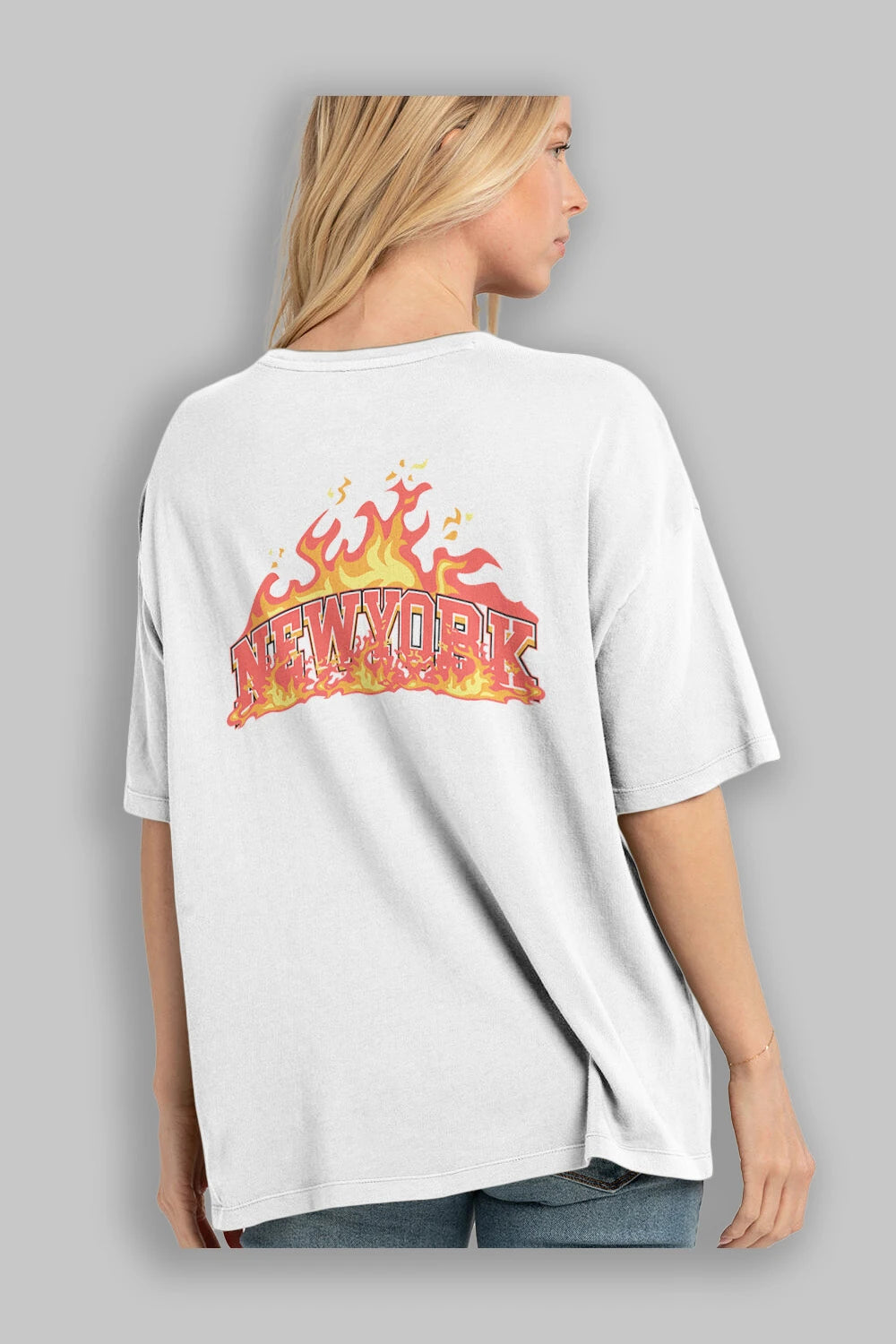 Newyork Style Arka Baskılı Oversize t-shirt Erkek Kadın Unisex
