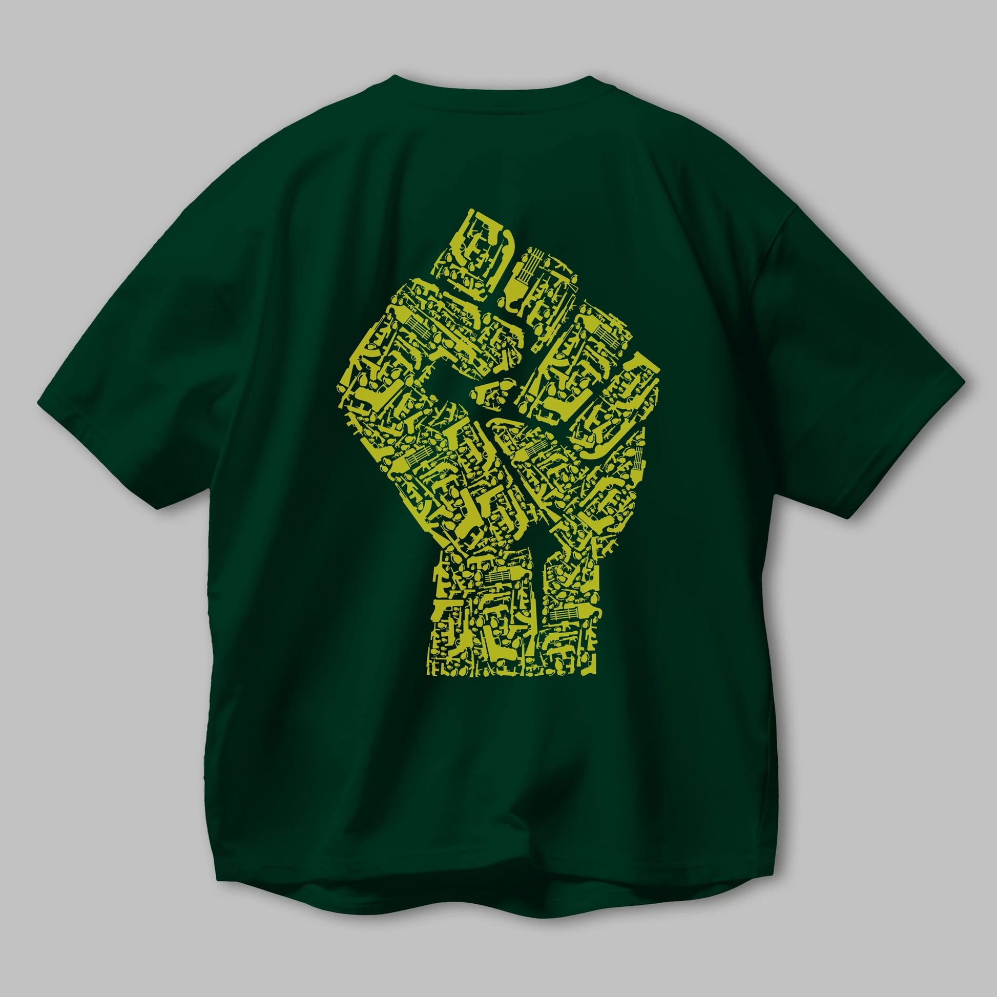Hand Of Revolution Arka Baskılı Oversize t-shirt %100 pamuk Erkek Kadın Unisex