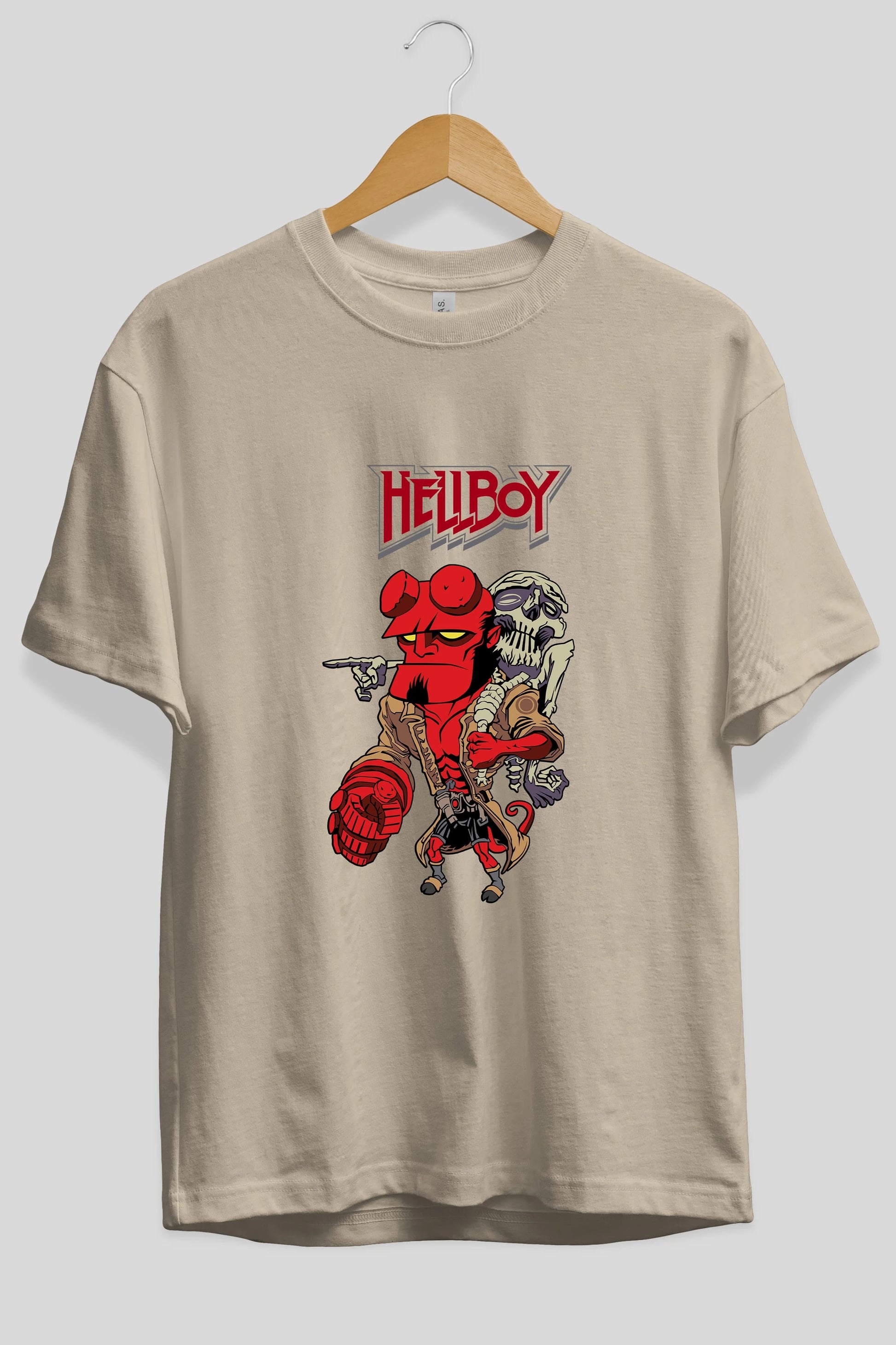 Hellboy (2) Ön Baskılı Oversize t-shirt Erkek Kadın Unisex %100 Pamuk Bisiklet Yaka tişort