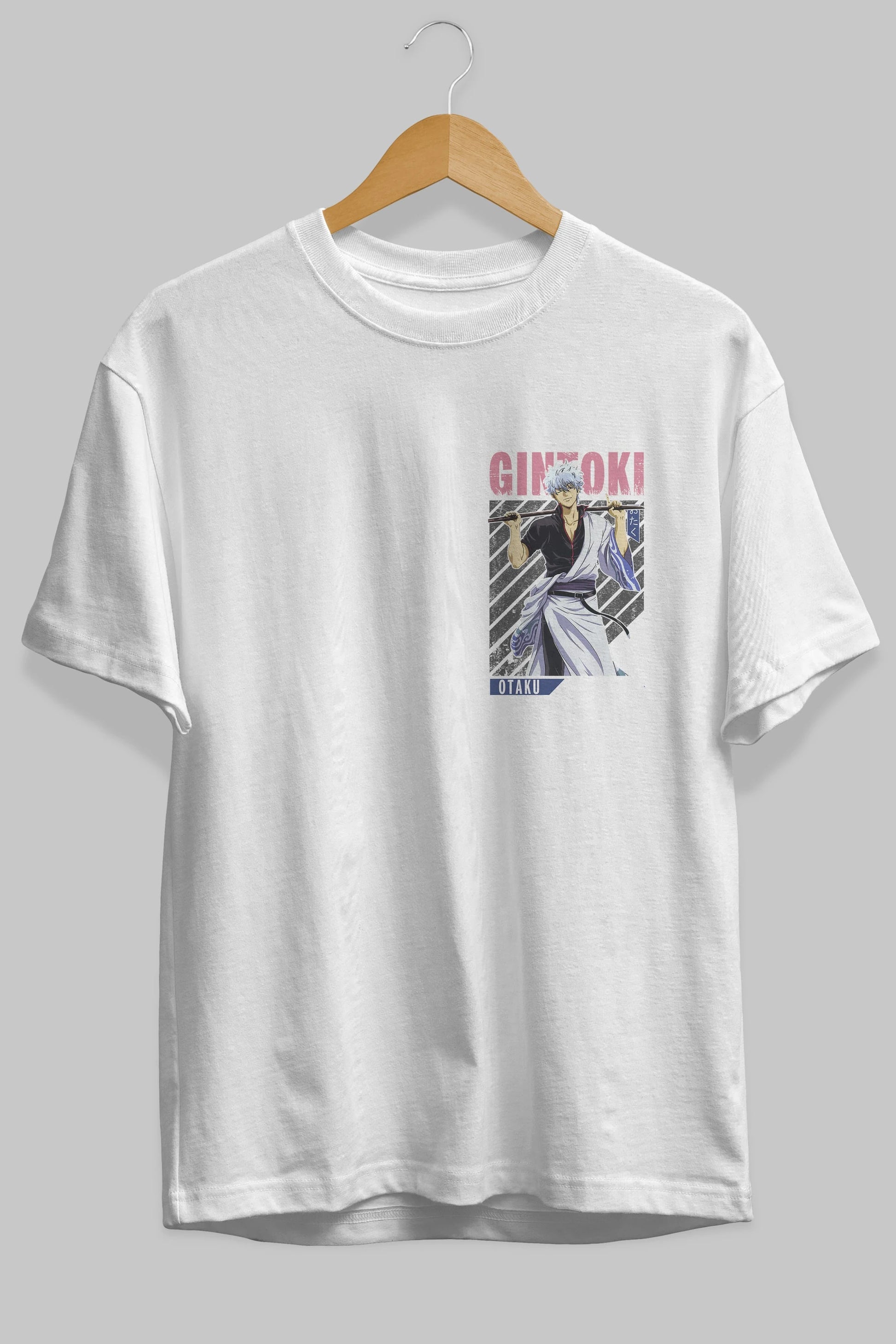 Gintoki Sakata GINTAMA 3 Ön Sol Baskılı Oversize t-shirt Erkek Kadın Unisex %100 Pamuk Bisiklet Yaka tişort
