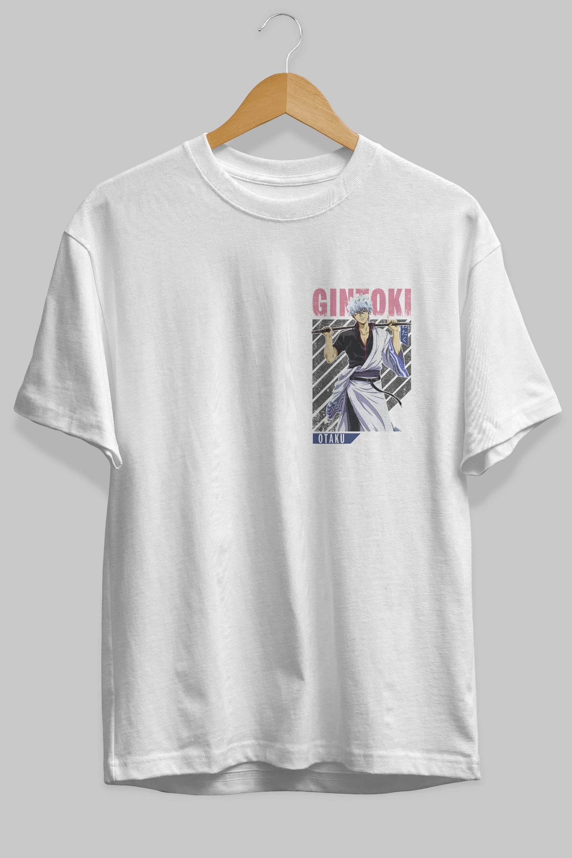 Gintoki Sakata GINTAMA 3 Ön Sol Baskılı Oversize t-shirt Erkek Kadın Unisex %100 Pamuk Bisiklet Yaka tişort