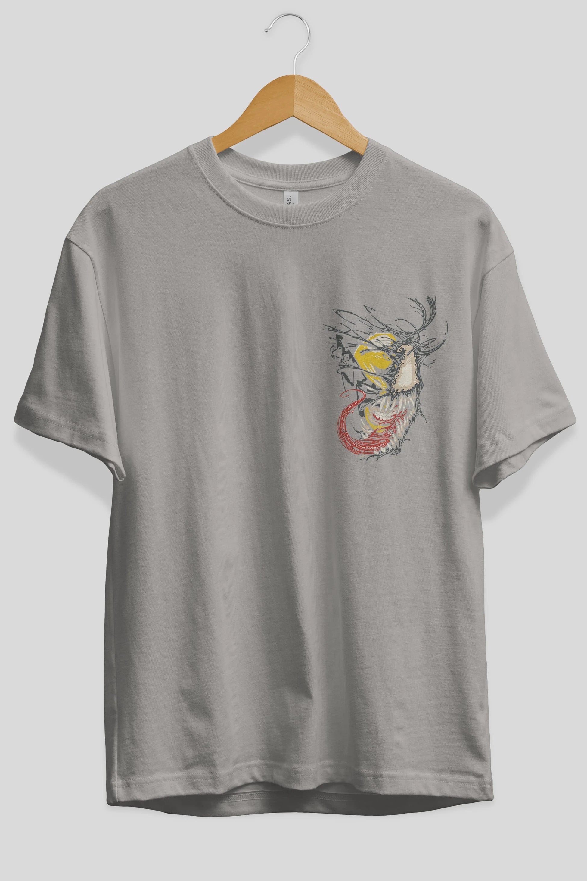 Venom (4) Ön Sol Baskılı Oversize t-shirt Erkek Kadın Unisex %100 Pamuk Bisiklet Yaka tişort