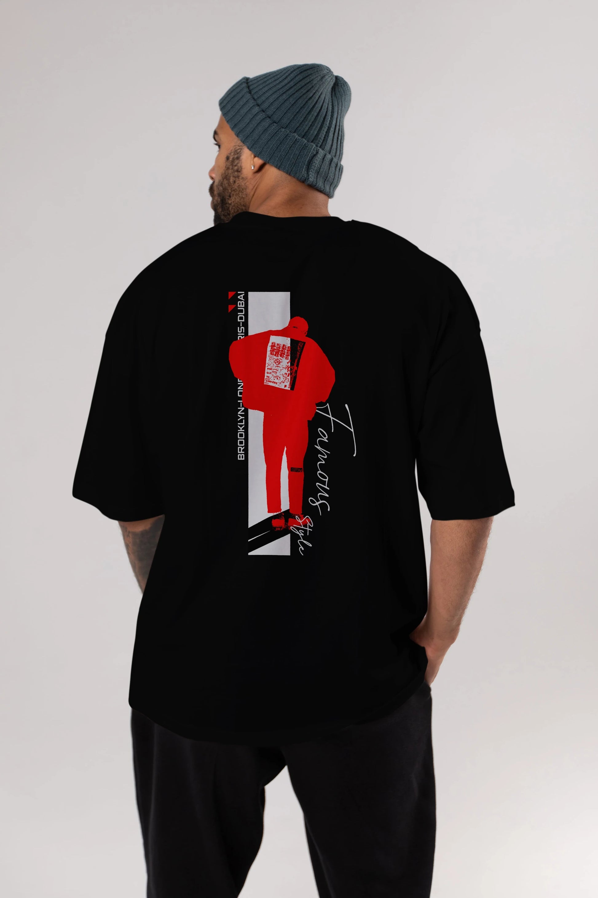 Brooklyn Style Arka Baskılı Oversize t-shirt Erkek Kadın Unisex