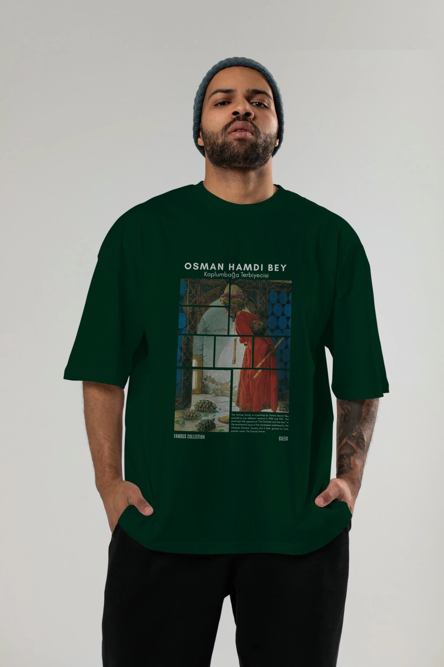 Osman Hamdi Bey ön Baskılı Oversize t-shirt Erkek Kadın Bisiklet Yaka Pamuk tişort
