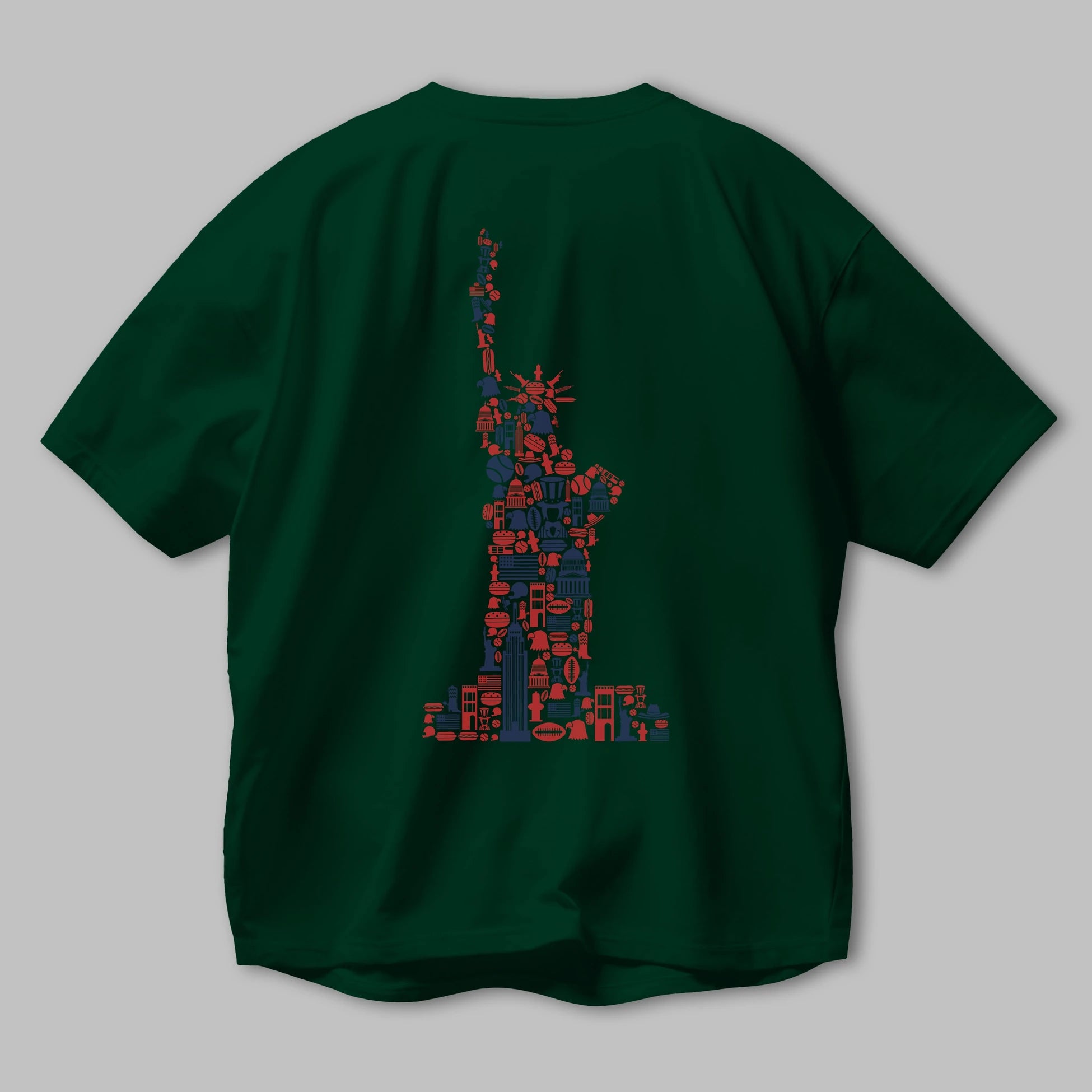 Liberty Arka Baskılı Oversize t-shirt %100 pamuk Erkek Kadın Unisex