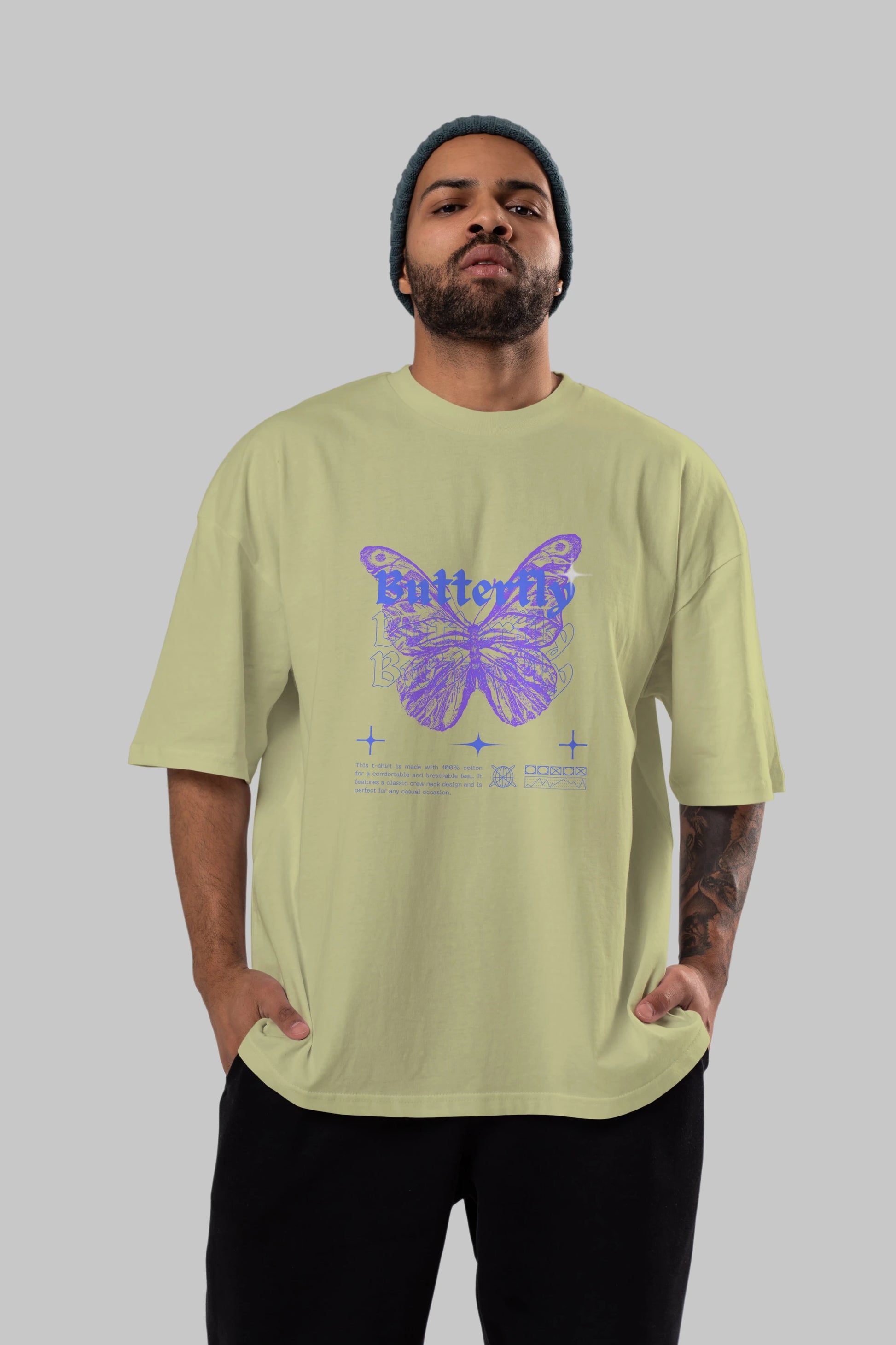 Butterfly Streetwear Ön Baskılı Oversize t-shirt Erkek Kadın Unisex