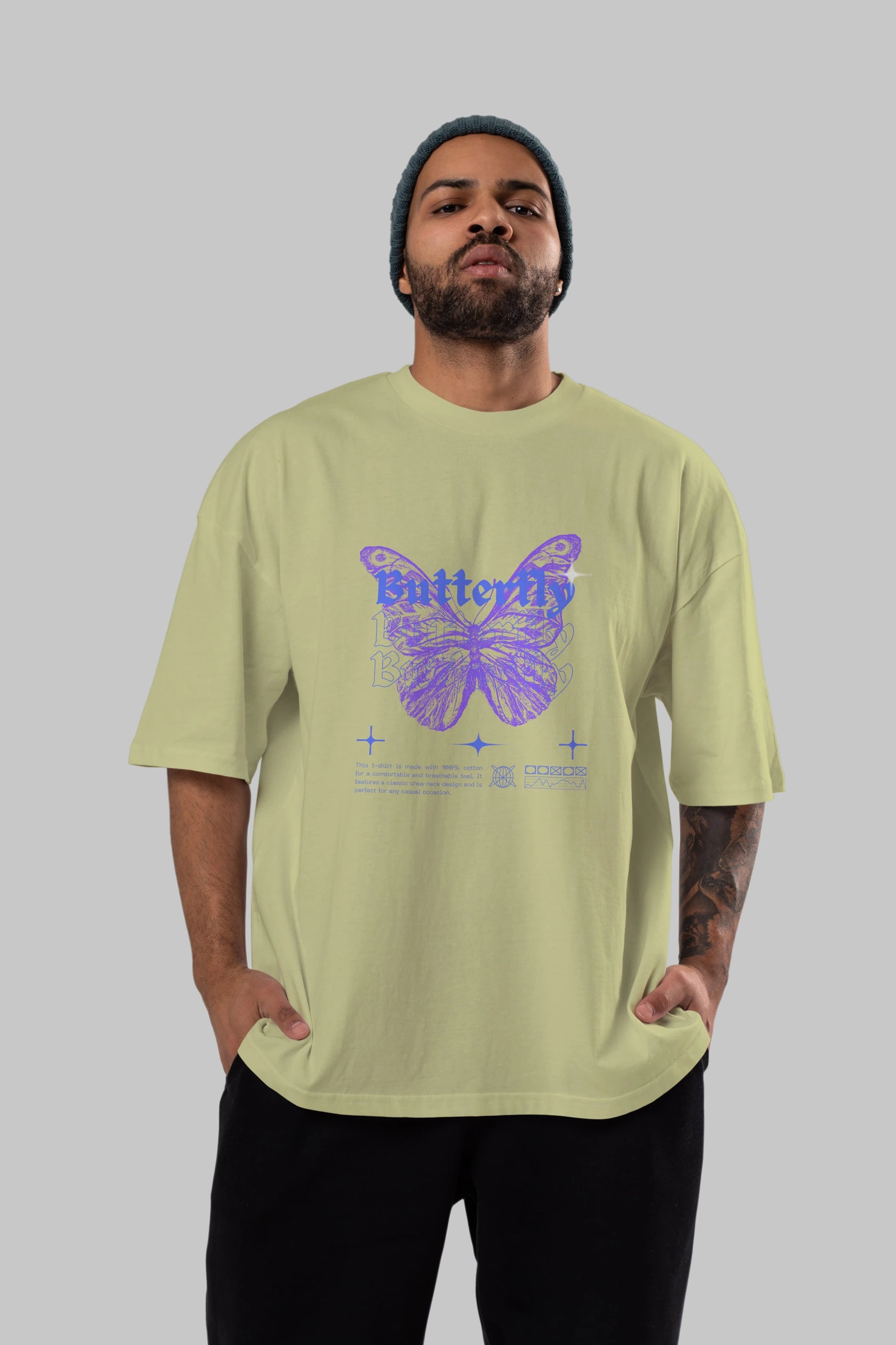 Butterfly Streetwear Ön Baskılı Oversize t-shirt Erkek Kadın Unisex