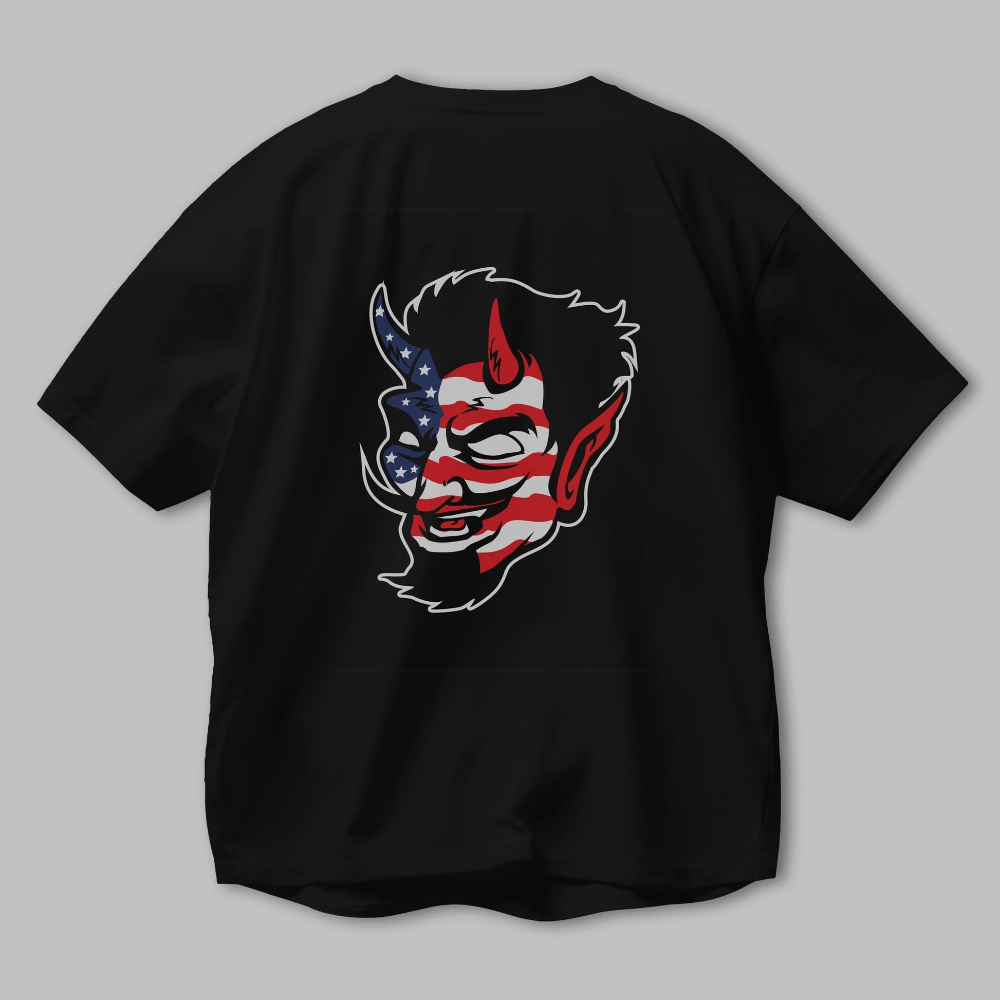 American Devil Arka Baskılı Oversize t-shirt Erkek Kadın Unisex %100 Pamuk tişort
