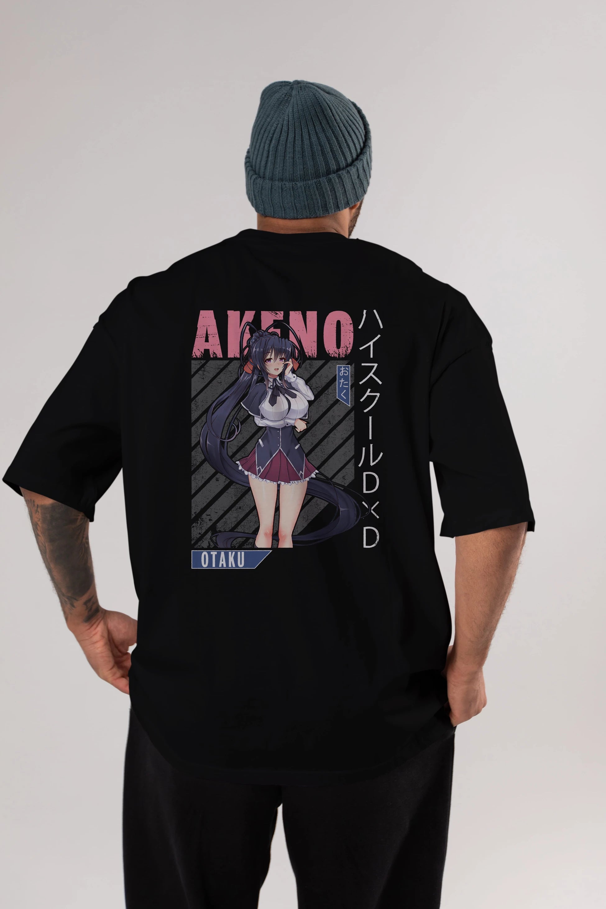 Akeno Himejima 4 Anime Arka Baskılı Oversize t-shirt Erkek Kadın Unisex