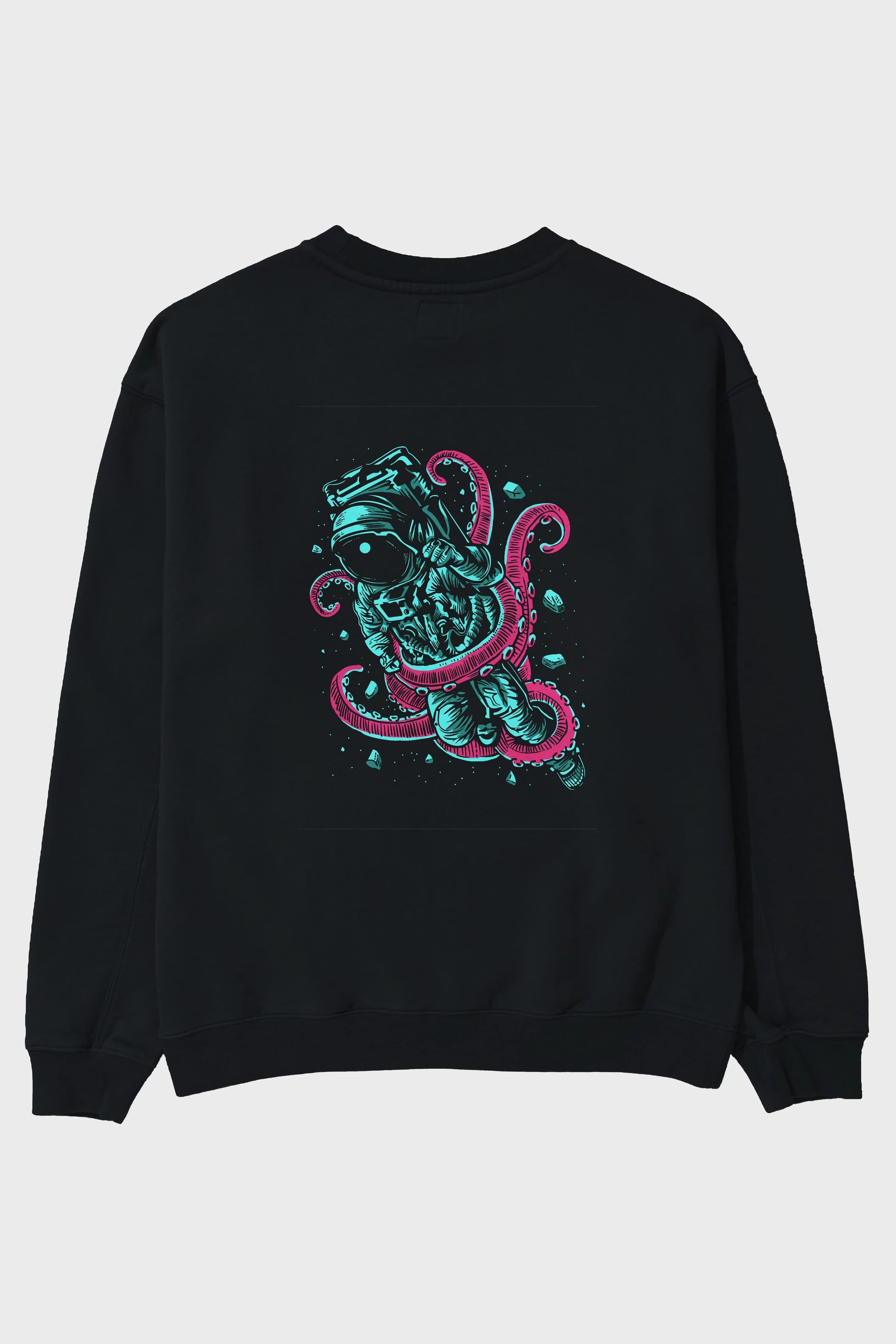 Astronaut Octopus Arka Baskılı Oversize Sweatshirt Erkek Kadın Unisex