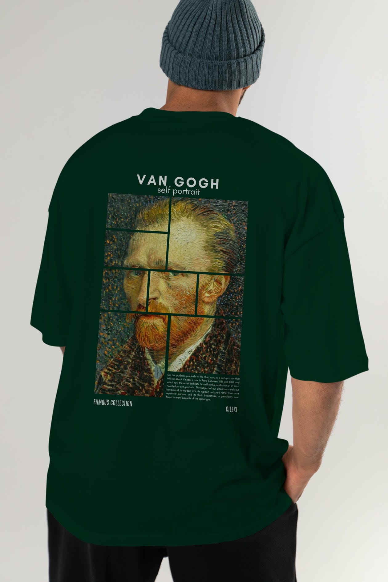 Van Gogh Self Portrait Arka Baskılı Oversize t-shirt Erkek Kadın Bisiklet Yaka Pamuk tişort