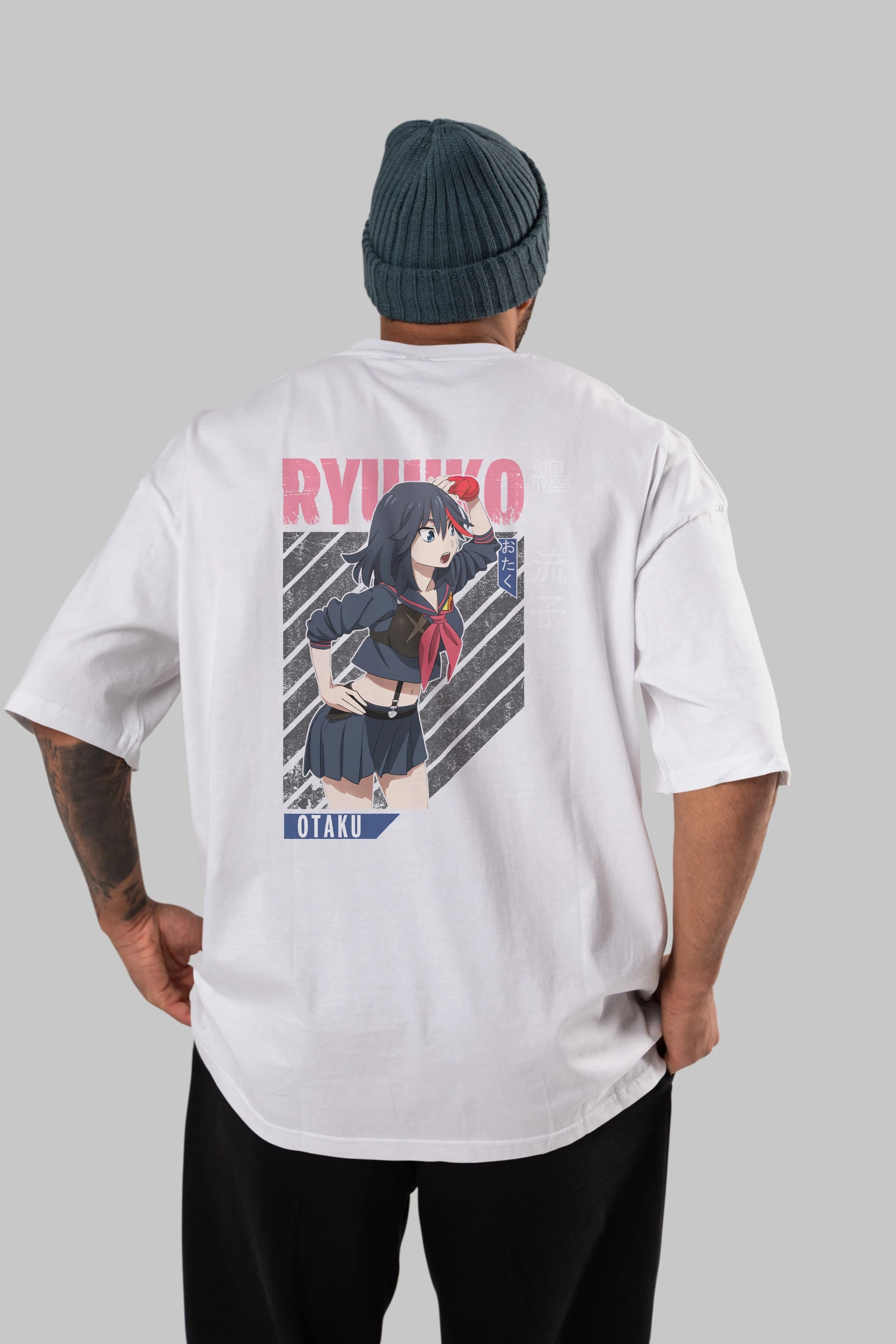Ryuuko Matoi 6 Anime Arka Baskılı Oversize t-shirt Erkek Kadın Unisex