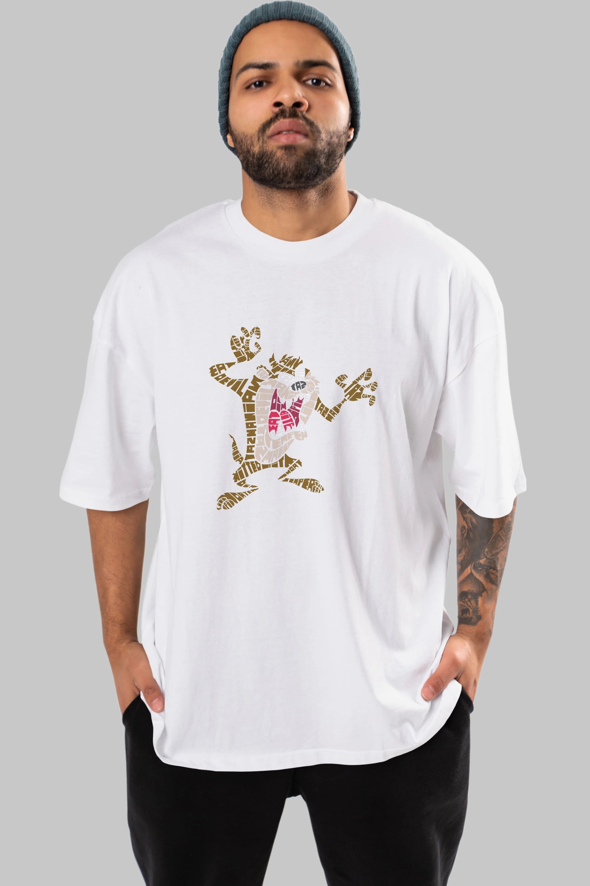 Tazmania Ön Baskılı Oversize t-shirt %100 pamuk Erkek Kadın Unisex