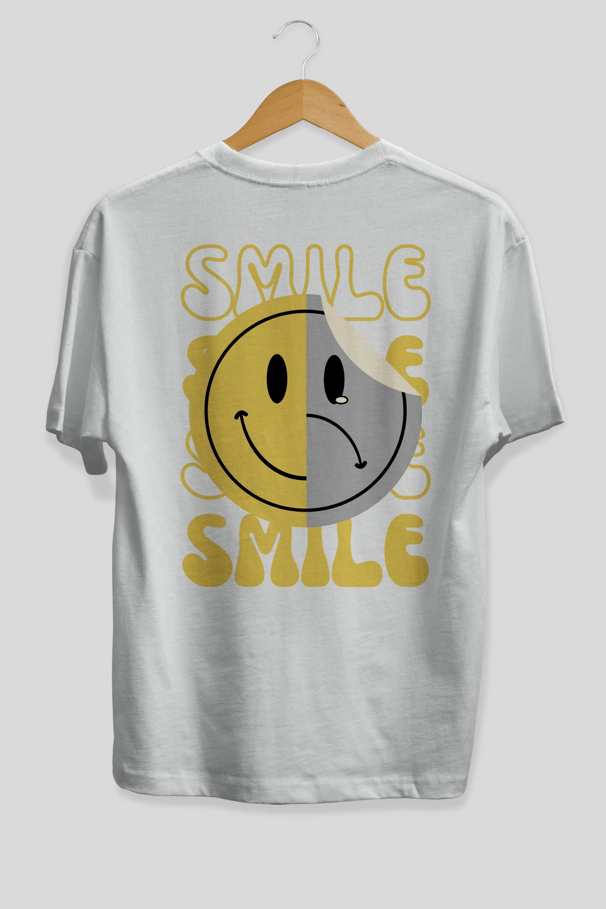 Smile Yazılı Arka Baskılı Oversize t-shirt Erkek Kadın Unisex