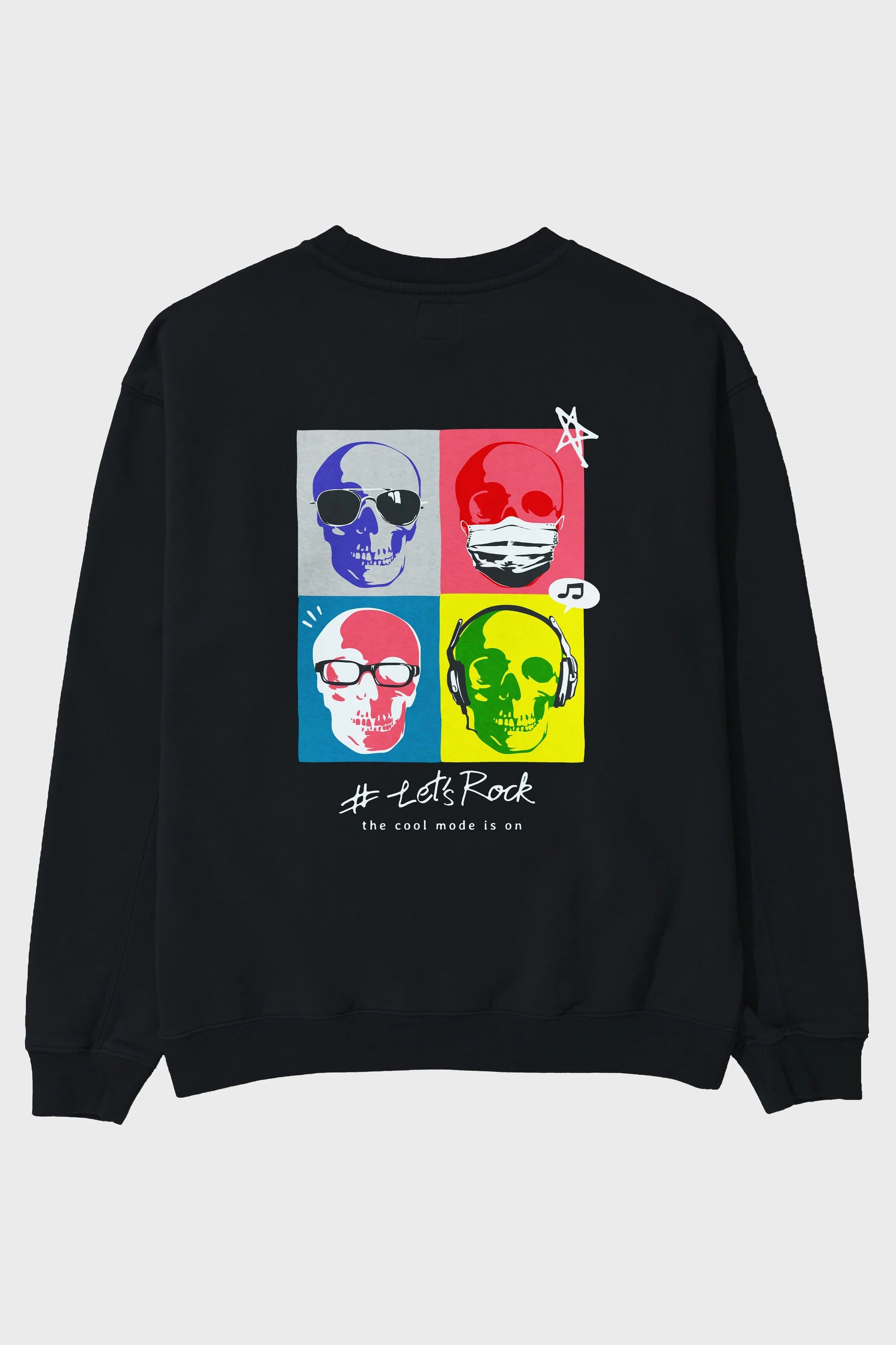 Lets Rock Arka Baskılı Oversize Sweatshirt Erkek Kadın Unisex