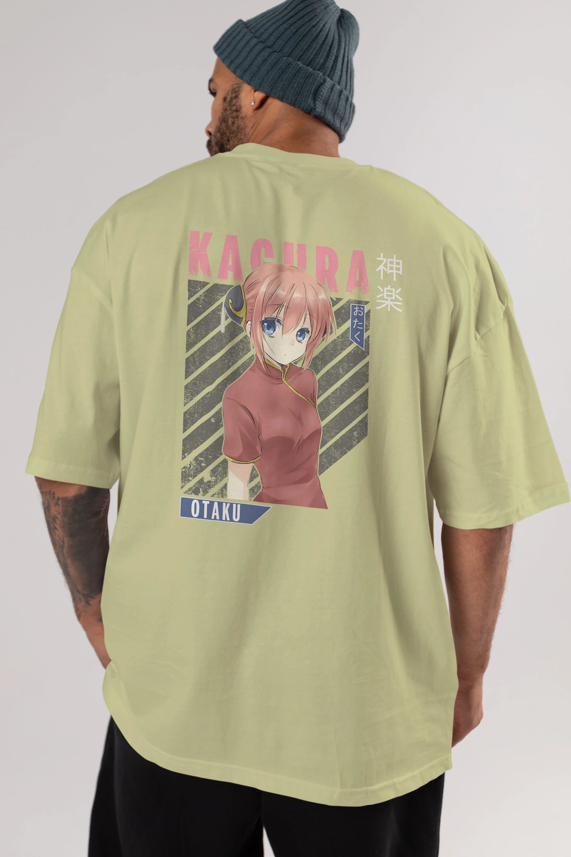 Kagura GINTAMA Anime Arka Baskılı Oversize t-shirt Erkek Kadın Unisex