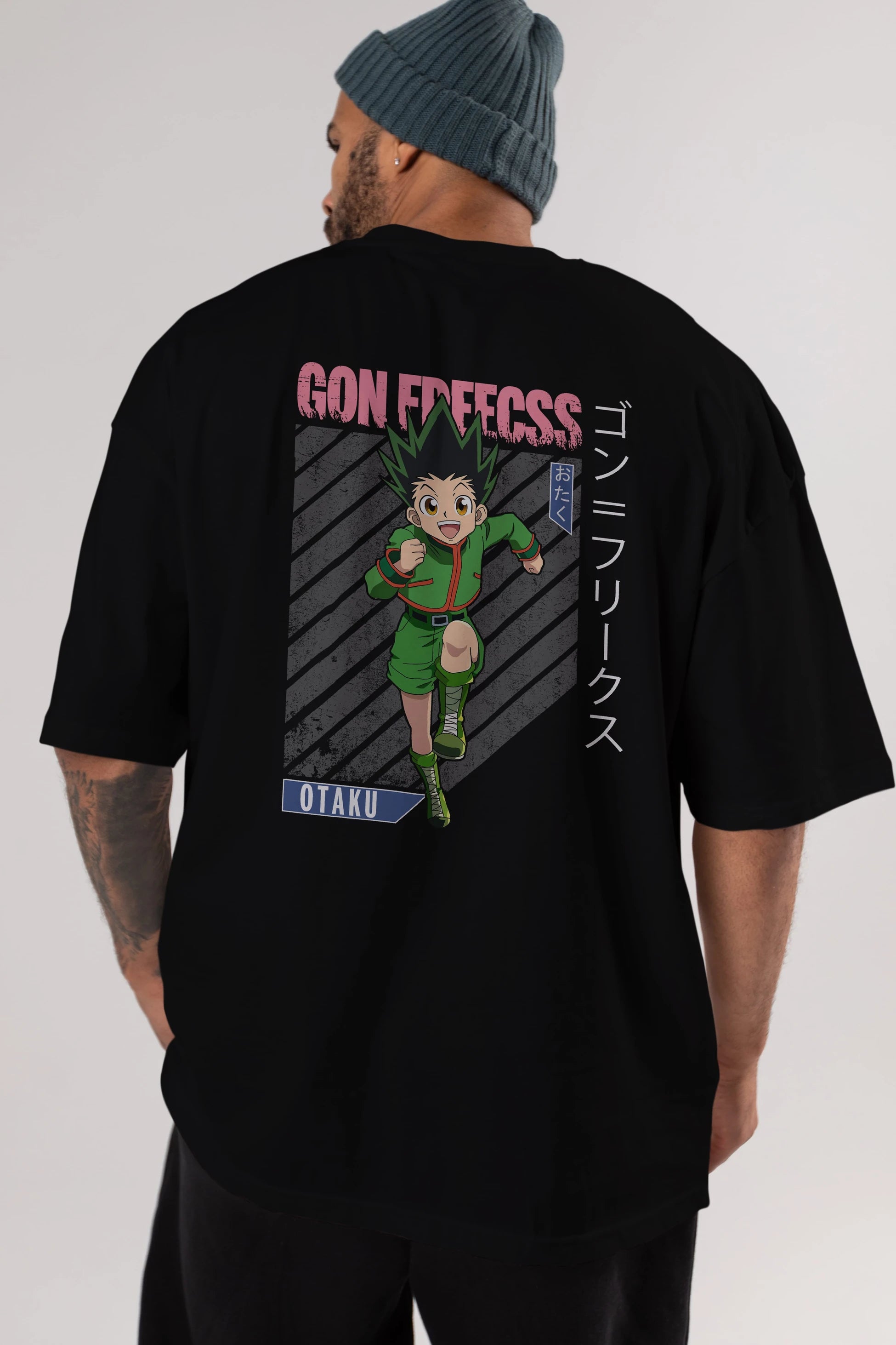 Gon Freecss HUNTER X HUNTER Anime Arka Baskılı Oversize t-shirt Erkek Kadın Unisex