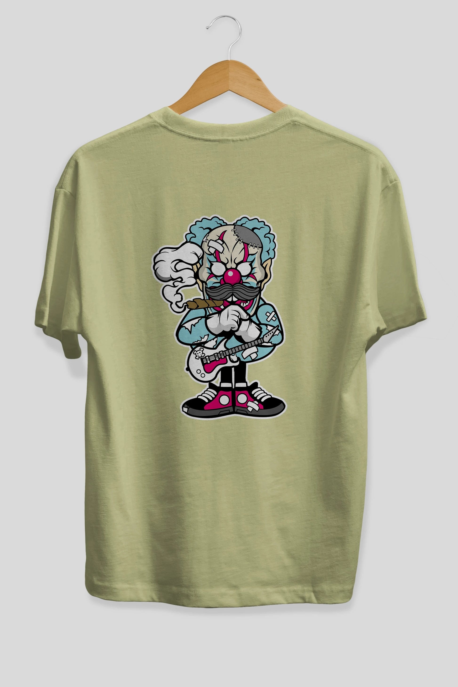 Clown Monster Arka Baskılı Oversize t-shirt Erkek Kadın Unisex %100 Pamuk tişort