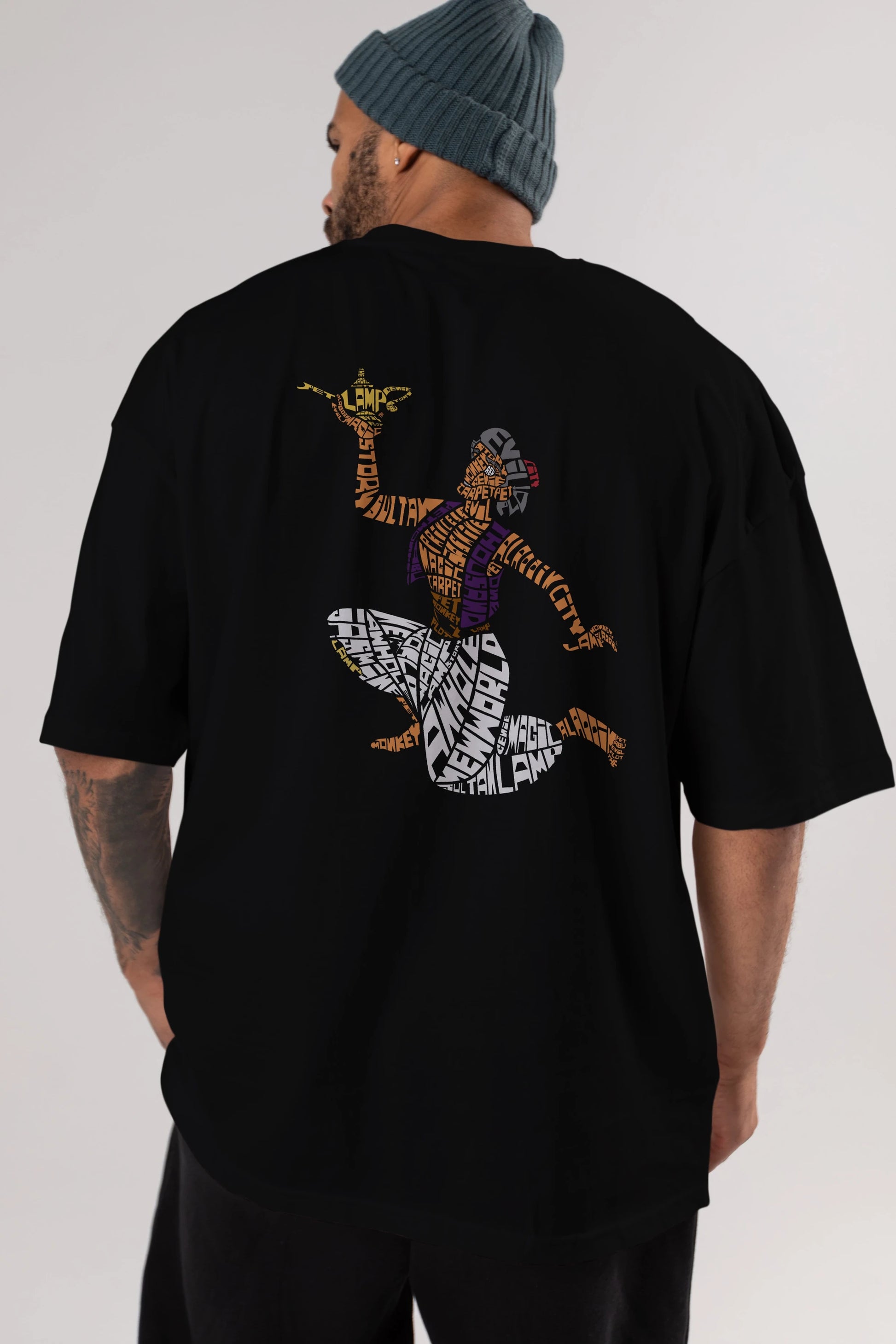 Aladdin Arka Baskılı Oversize t-shirt %100 pamuk Erkek Kadın Unisex