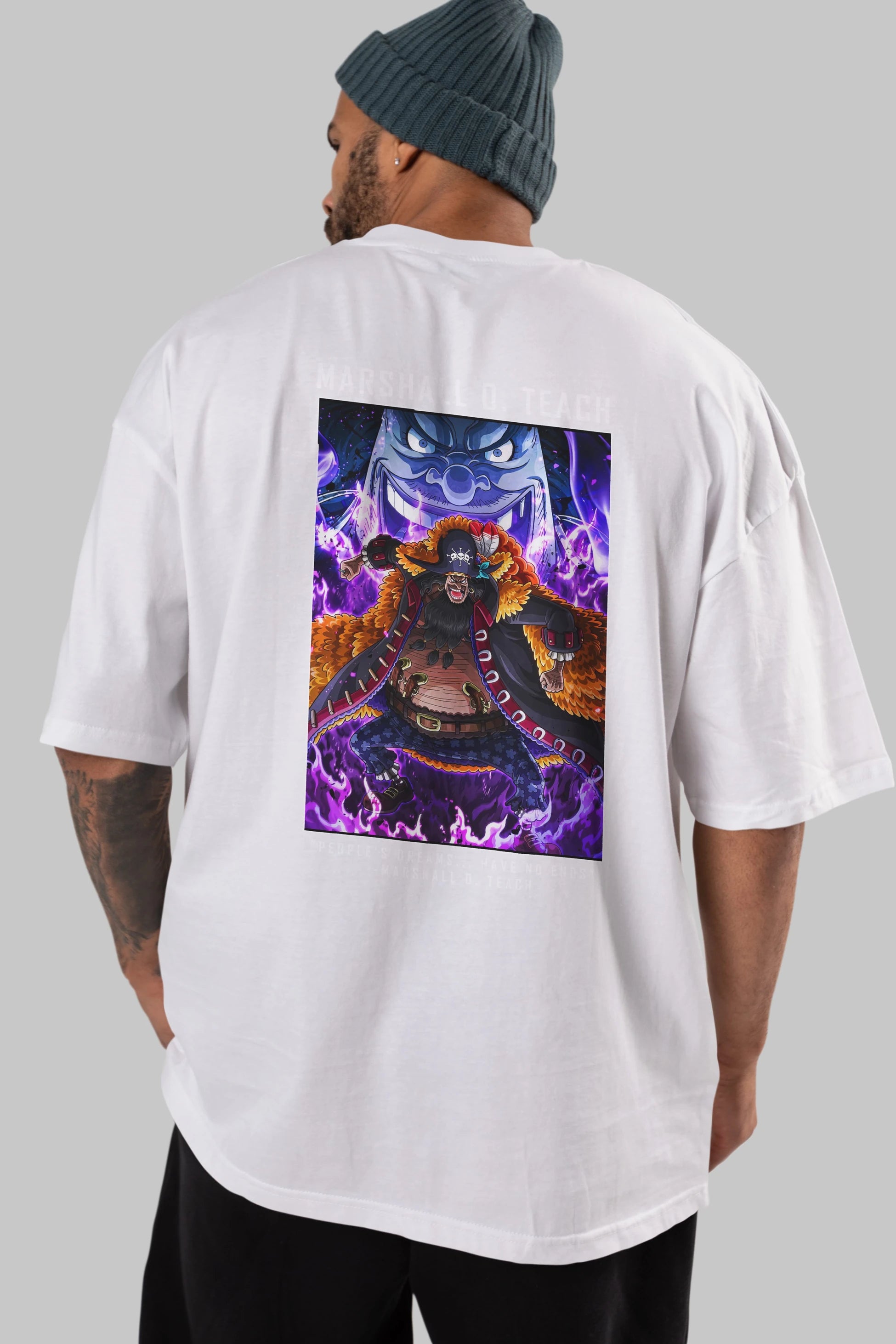 Blackbeard Anime Arka Baskılı Oversize t-shirt Erkek Kadın Unisex %100 pamuk tişort