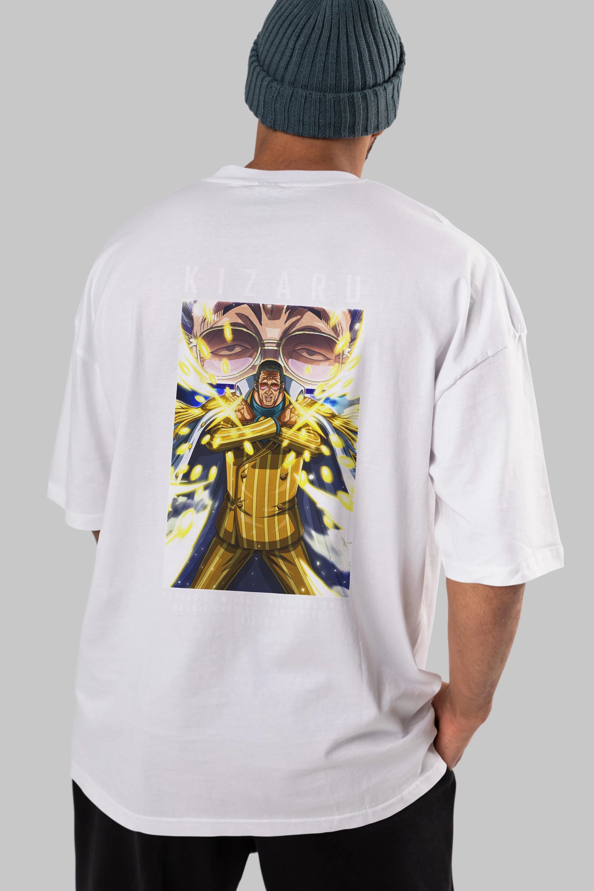 Kizaru Anime Arka Baskılı Oversize t-shirt Erkek Kadın Unisex %100 pamuk tişort