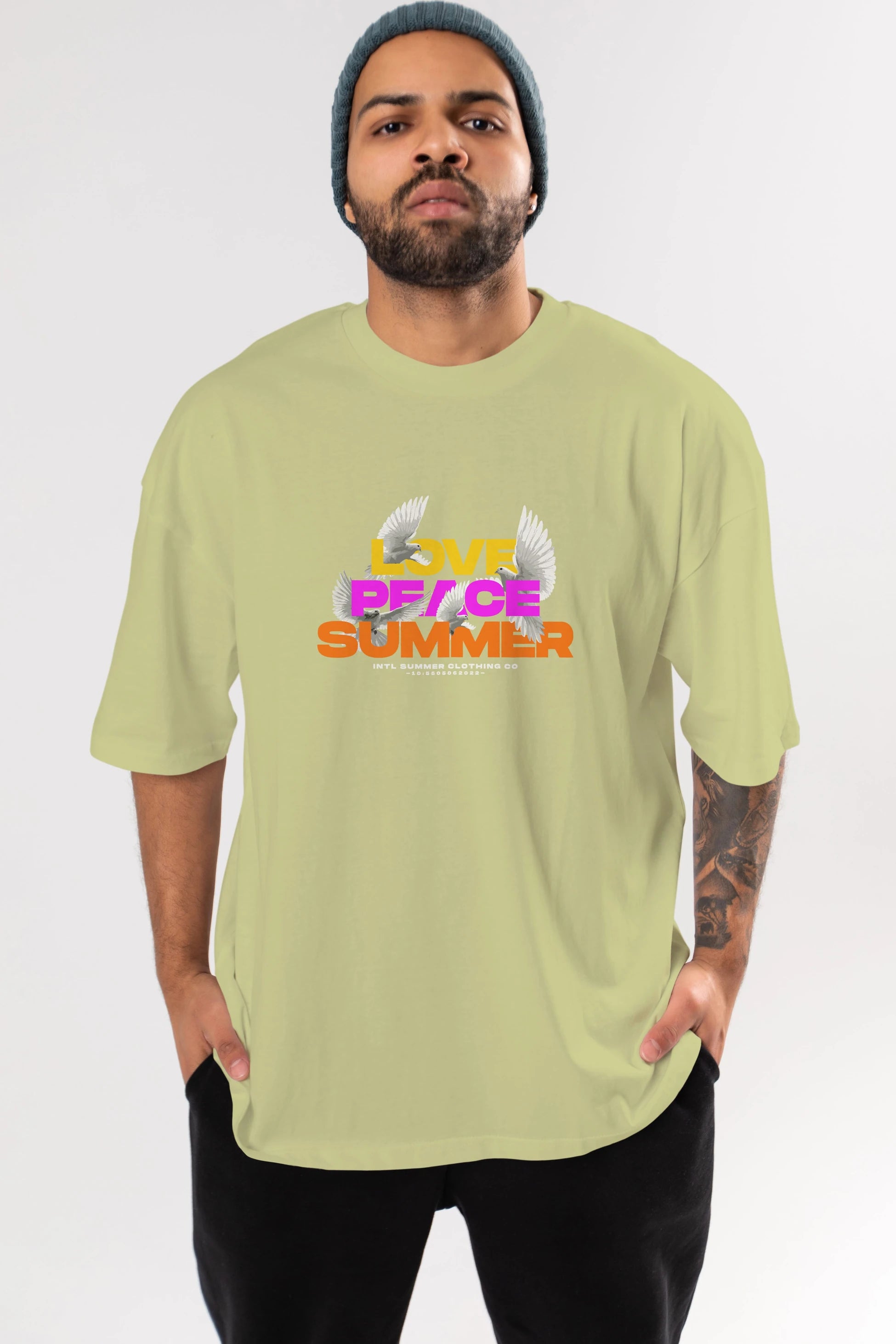 Love Peace Summer Ön Baskılı Oversize t-shirt Erkek Kadın Unisex