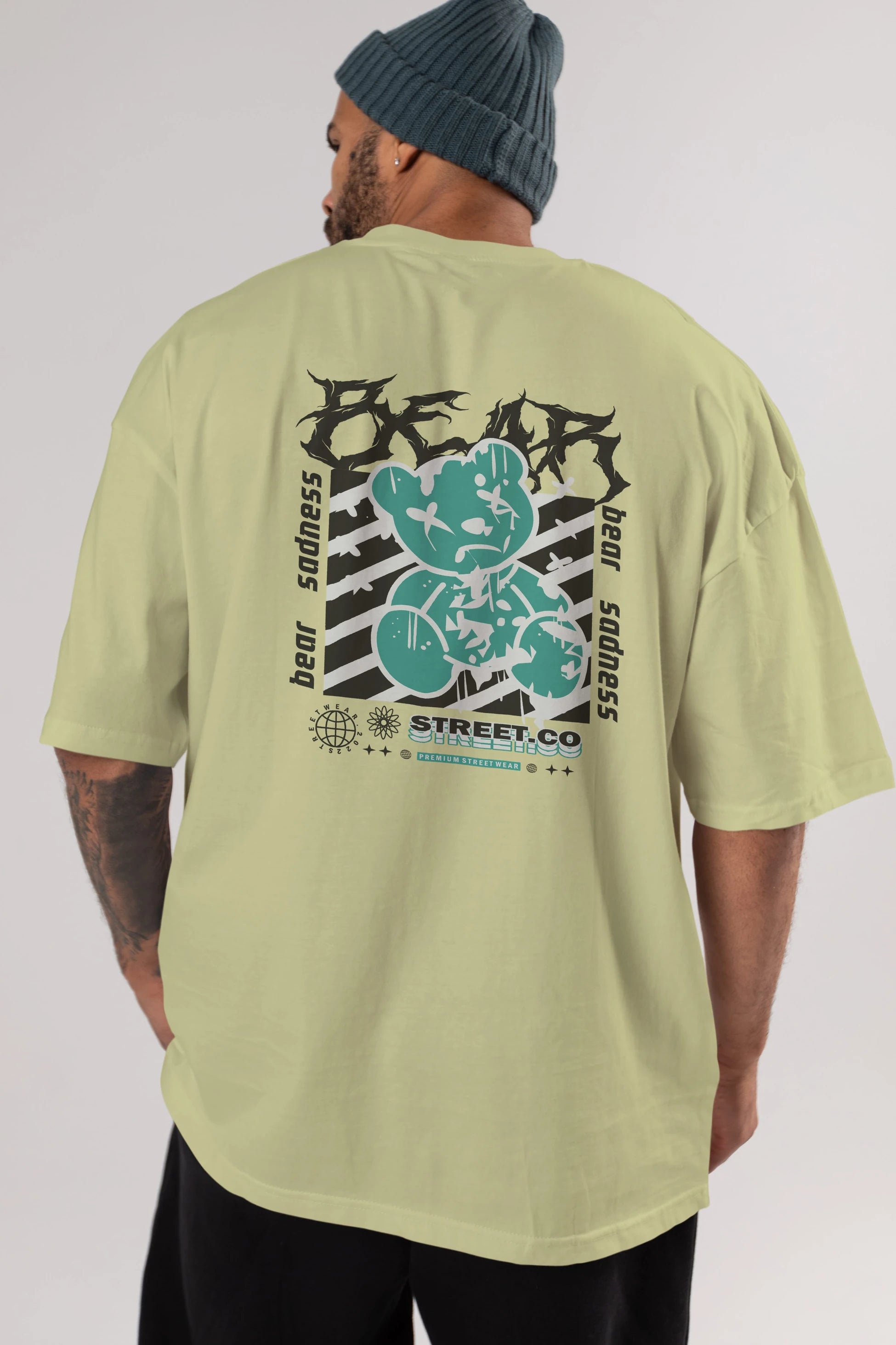 Bear Sadness Arka Baskılı Oversize t-shirt Erkek Kadın Unisex