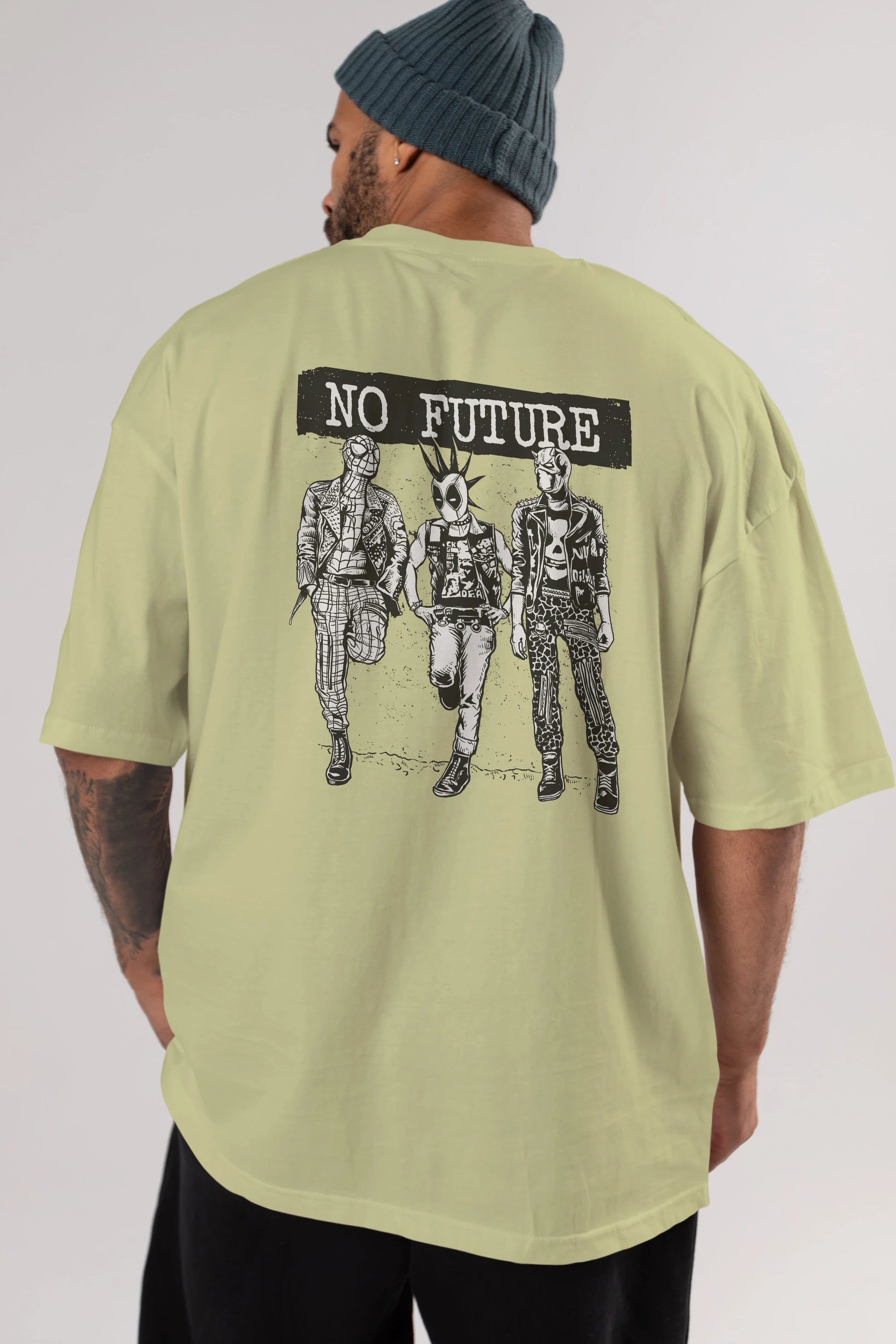 No Future Arka Baskılı Oversize t-shirt Erkek Kadın Unisex %100 Pamuk