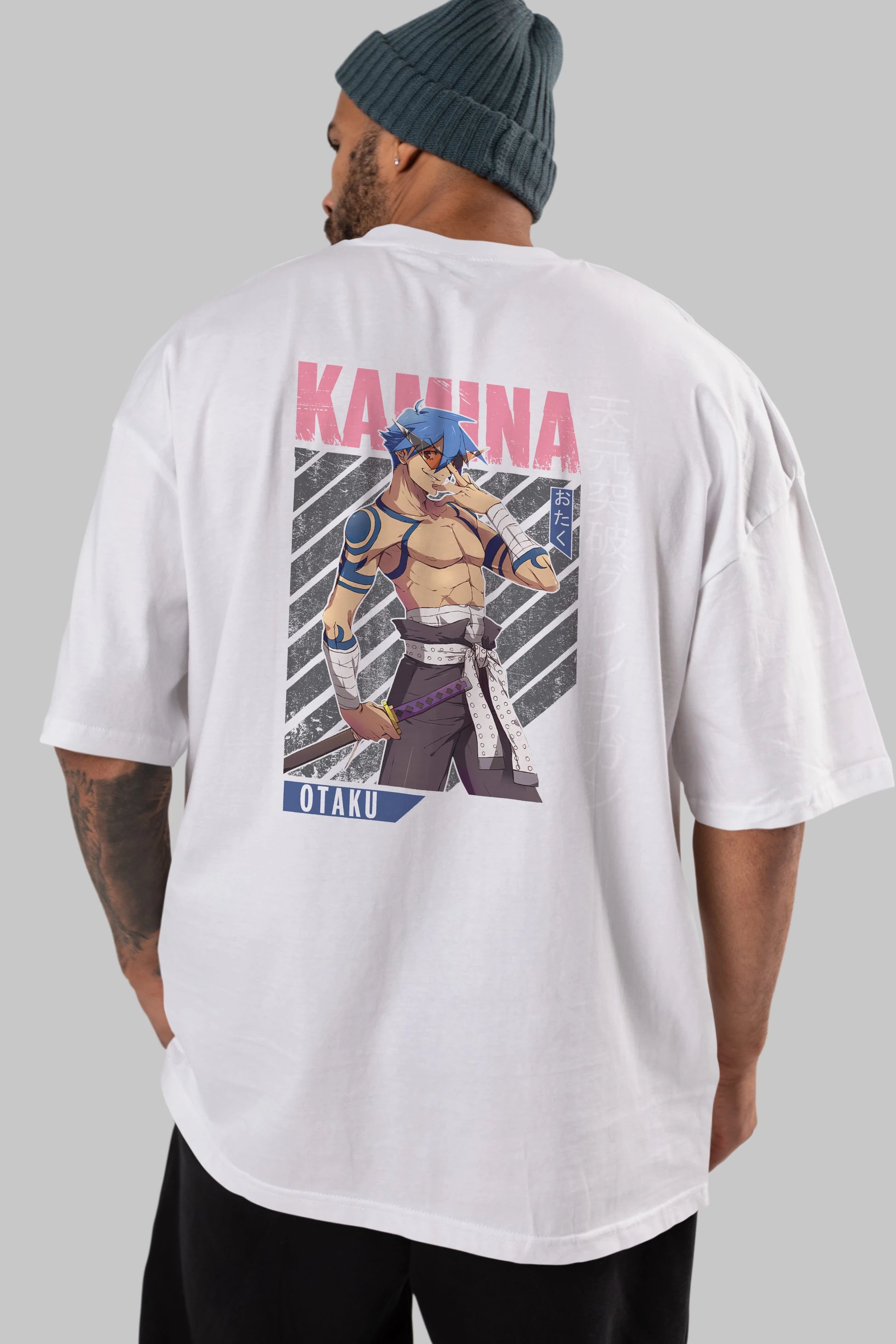 Kamina 5 Anime Arka Baskılı Oversize t-shirt Erkek Kadın Unisex