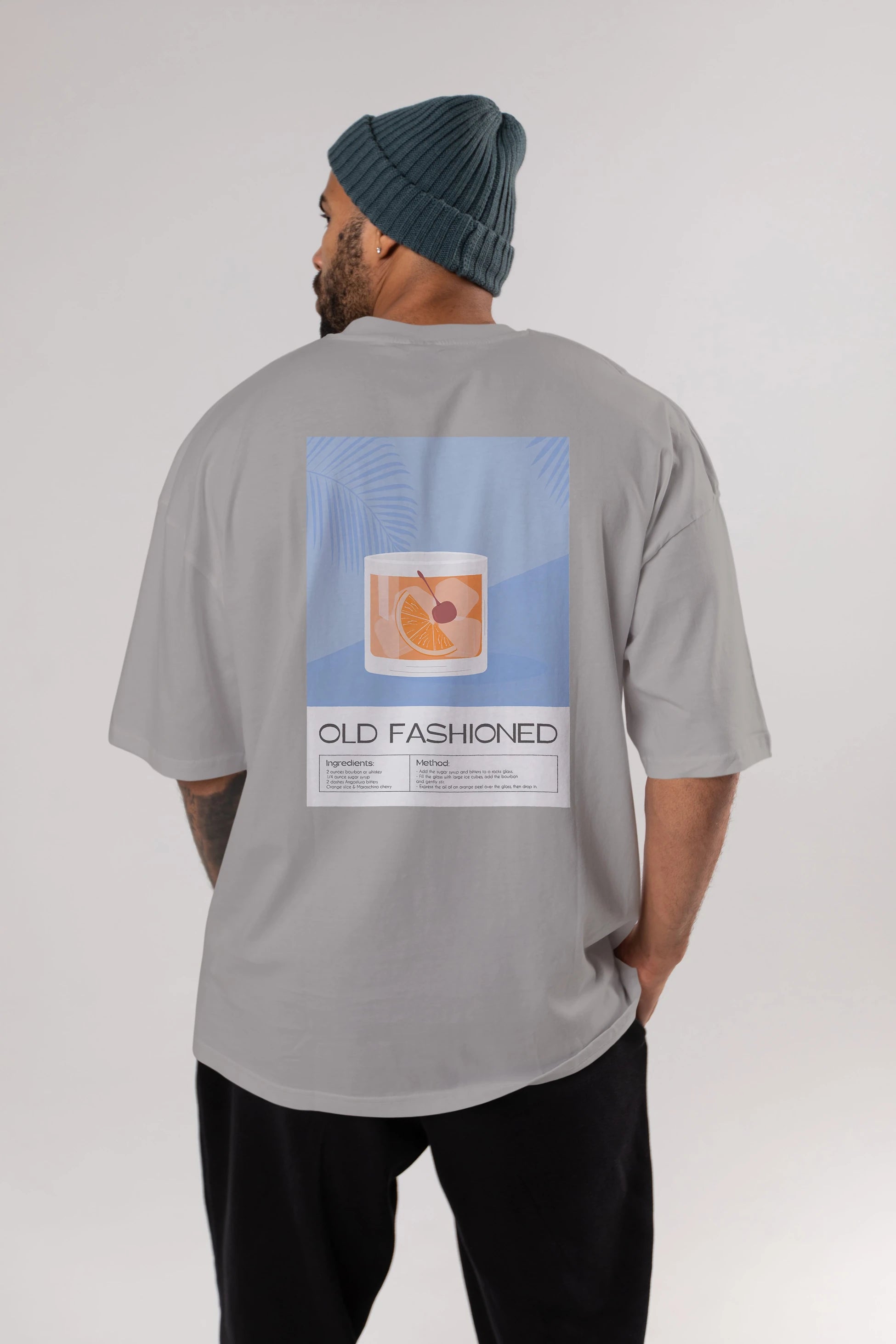 Old Fashioned 3 Arka Baskılı Oversize t-shirt Erkek Kadın Unisex %100 Pamuk Bisiklet Yaka tişort