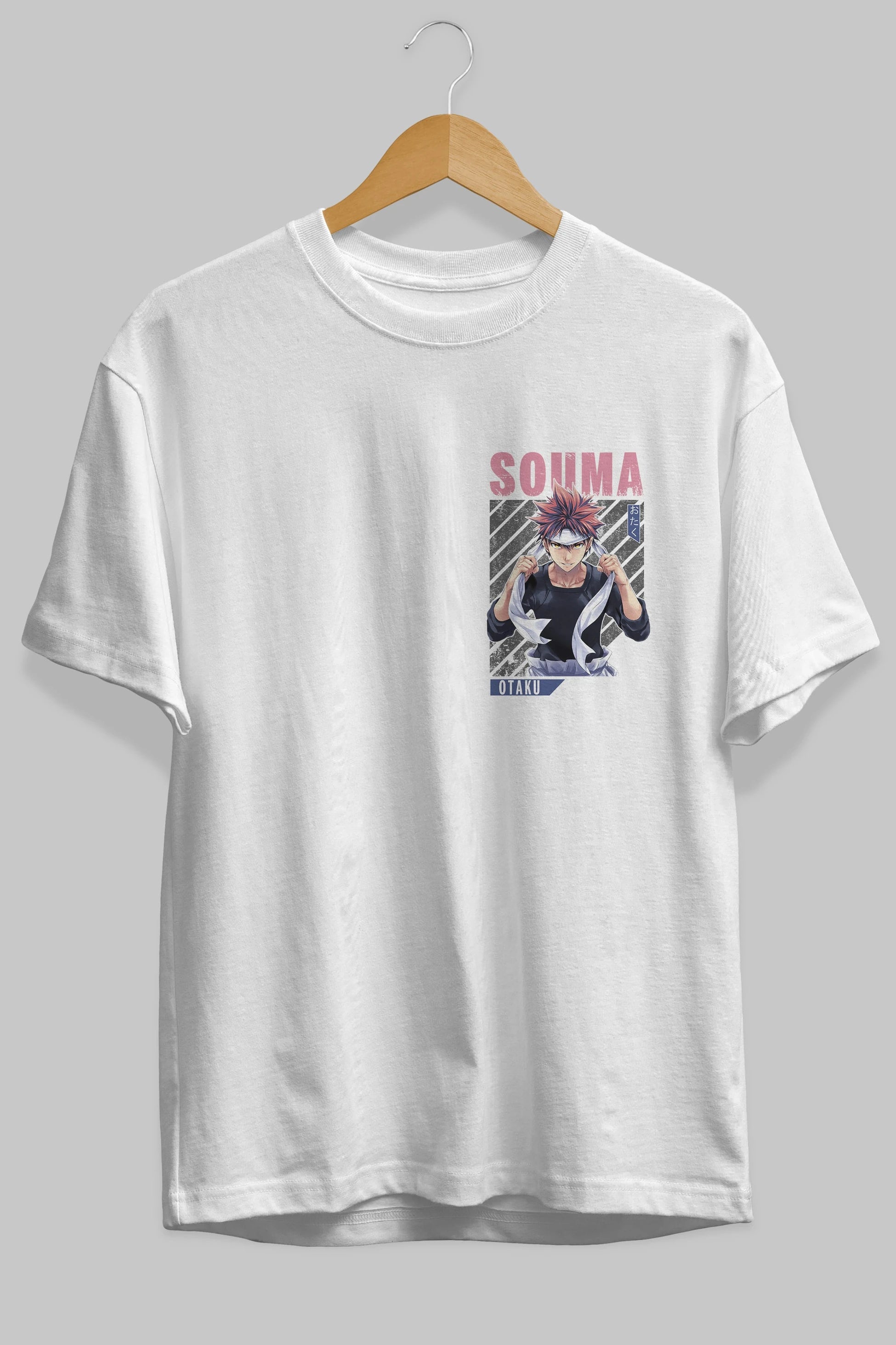 Souma Yukihira 8 Ön Sol Baskılı Oversize t-shirt Erkek Kadın Unisex %100 Pamuk Bisiklet Yaka tişort