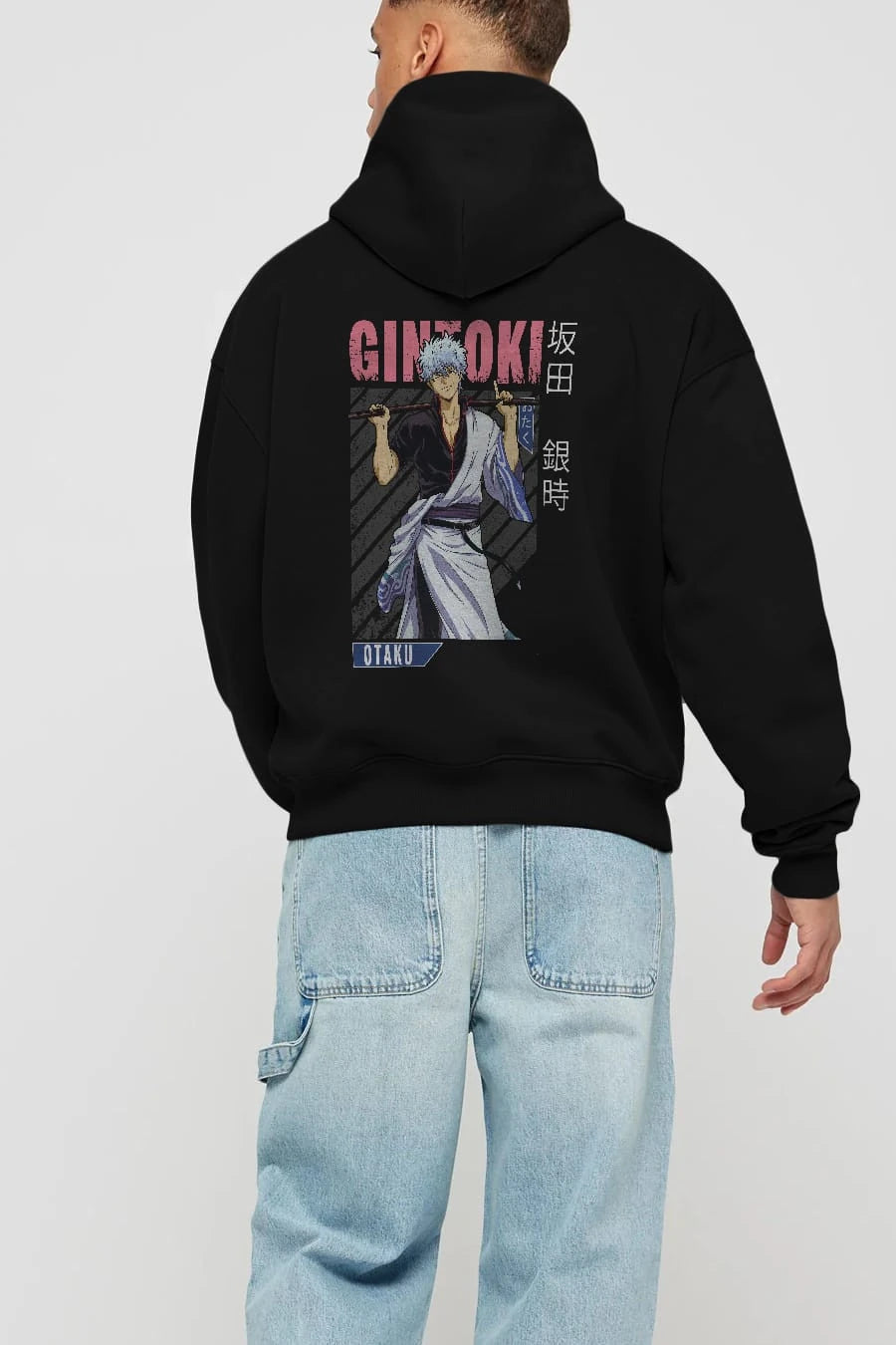 Gintoki Sakata GINTAMA 3 Anime Arka Baskılı Hoodie Oversize Kapüşonlu Sweatshirt Erkek Kadın Unisex